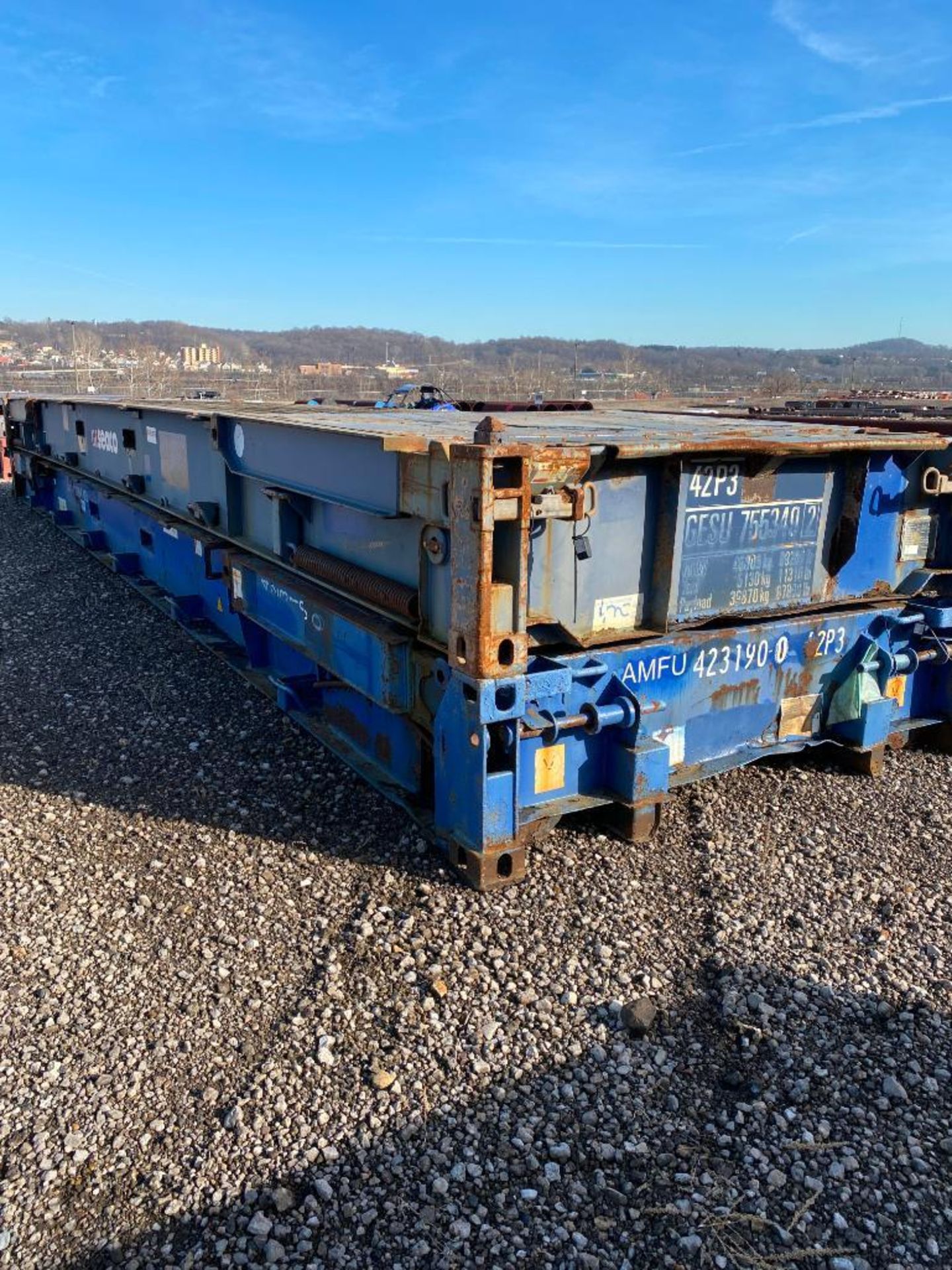 Transport Stacker/ Flatrack, 40' x 8' x 6'6" Spring Loaded Flip Up Uprights, Wood Deck, 24" Thicknes - Image 4 of 6