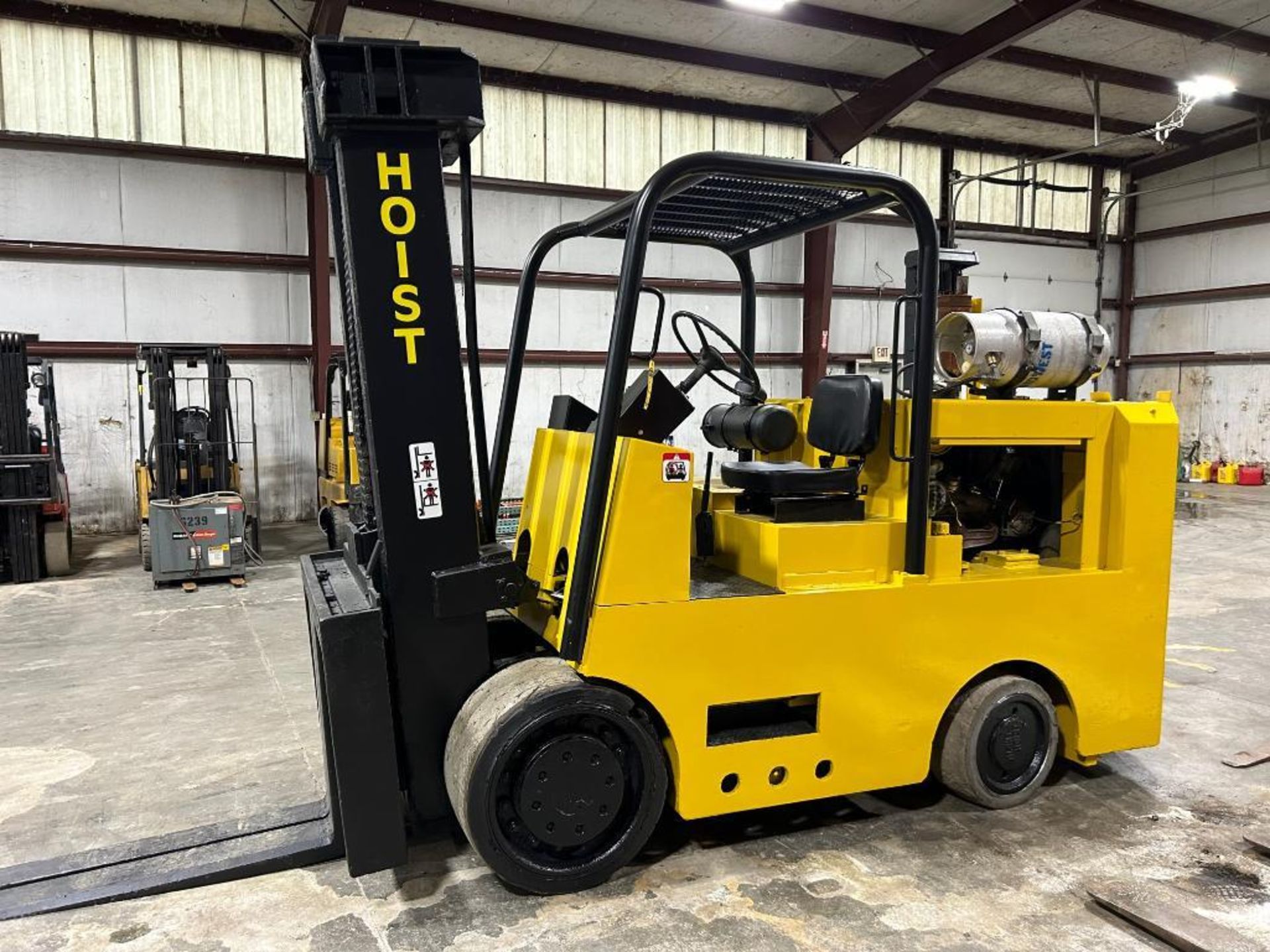 Hoist 24,000-LB. Capacity Forklift, Model FKS12, S/N 20619, Solid Tires, LPG, 2-Stage Mast, 108" Low