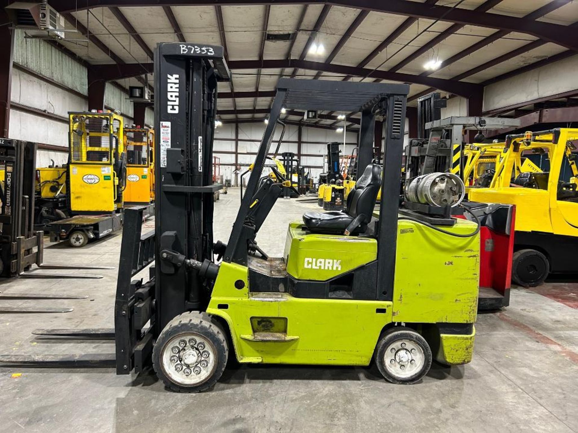 Clark 10,000-LB. Capacity Forklift, Model GX50, S/N GX710U-0136-9444FB, LPG, Solid Tires, 2-Speed Le