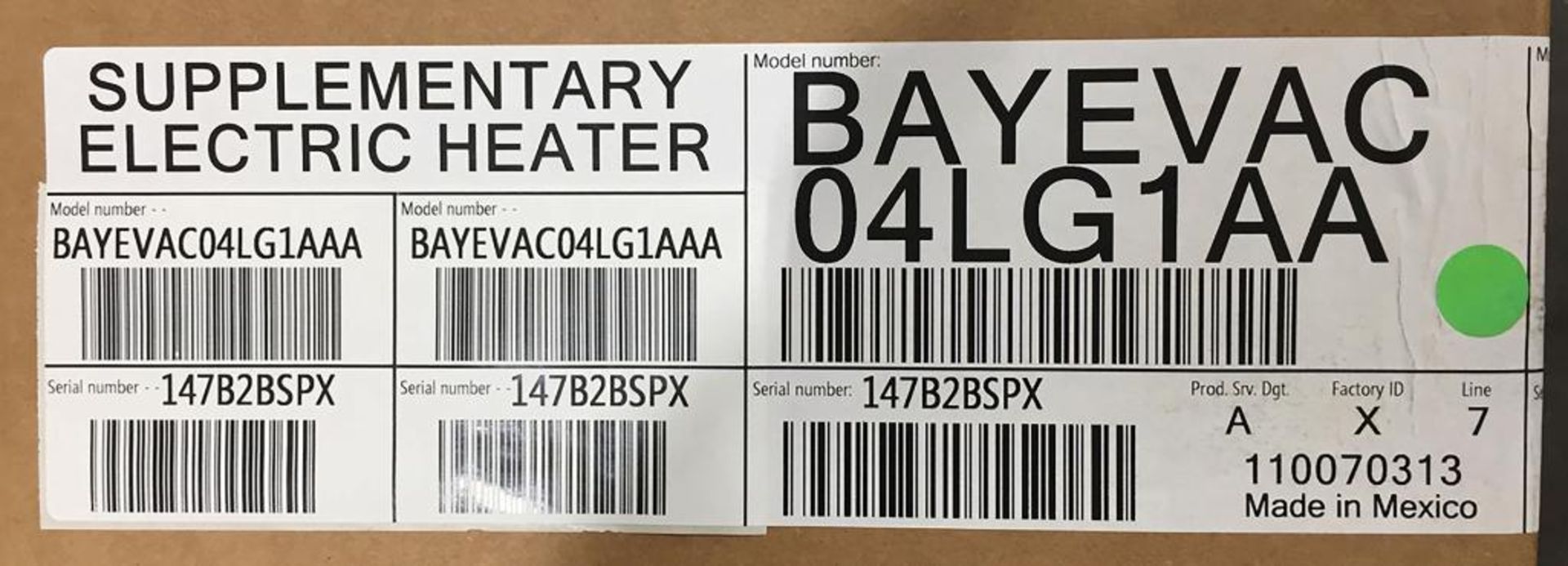 (20) Trane 4 Kw Electric Heat Kits, Model BAYEVAC04LG1AA, Volts: 208-240, Hertz: 60, Phase: 1, Lug C - Image 8 of 8