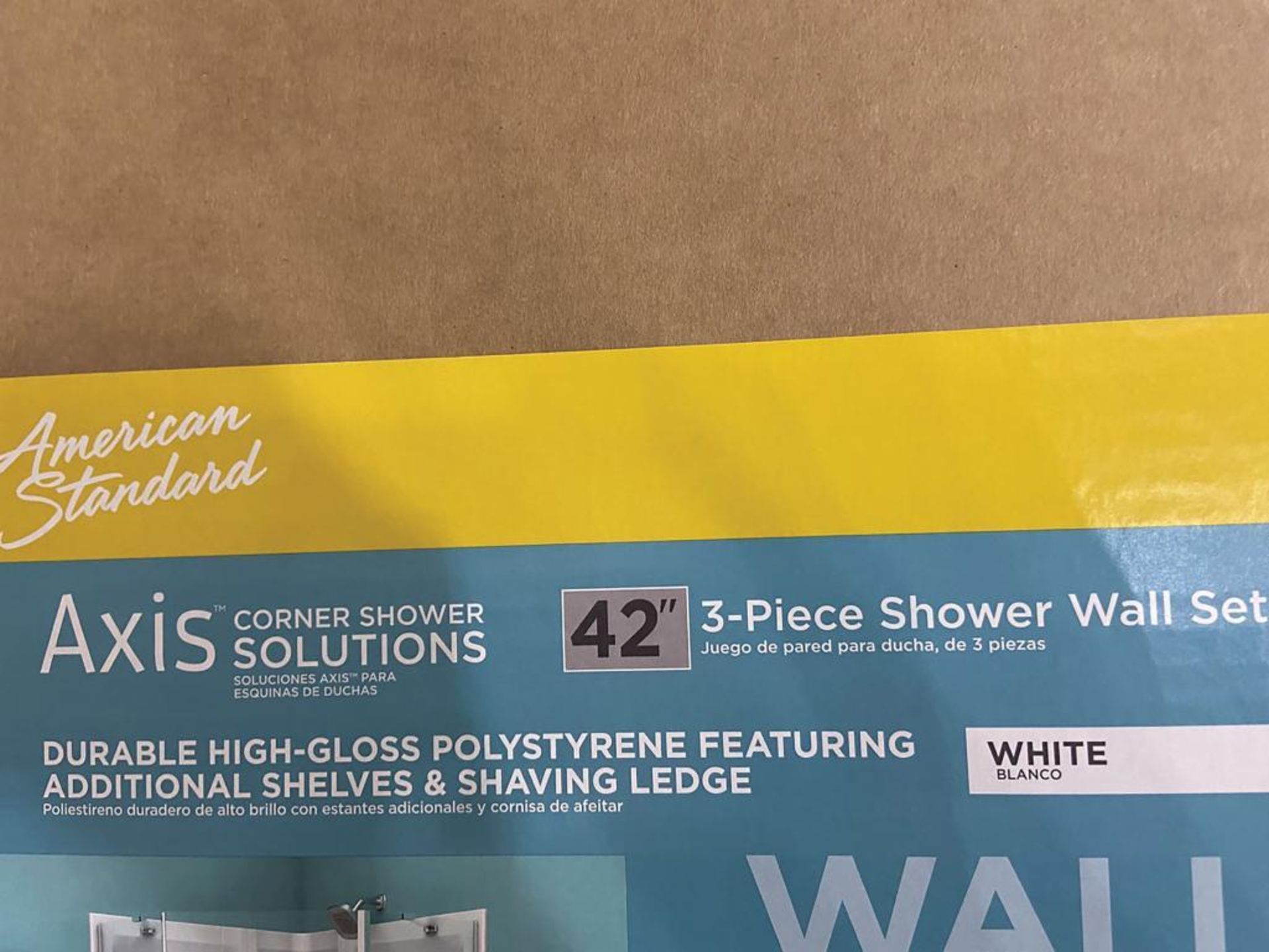 (3) American Standard "Axis" 42" x 73.5" 3 Piece Shower Wall Sets, Model 4242CW.020, Polystyrene wit - Image 3 of 6