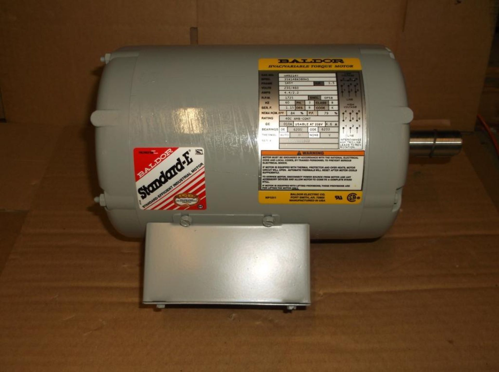 (1) Dayton 3/4 Hp Inverter Duty Motor, Model 3N696BA, Totally Enclosed Non-Ventilated, 3/4 Hp, Hertz - Image 5 of 17