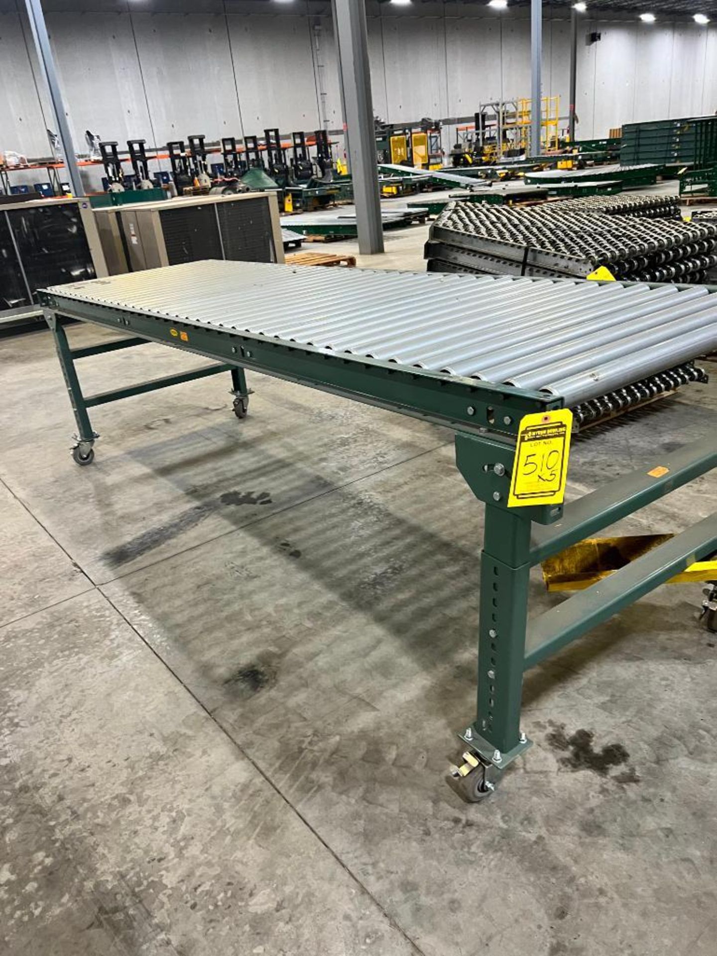 (5x) Hytrol Rolling Gravity Conveyors, 10' x 36", w/ Steel Rolling Legs