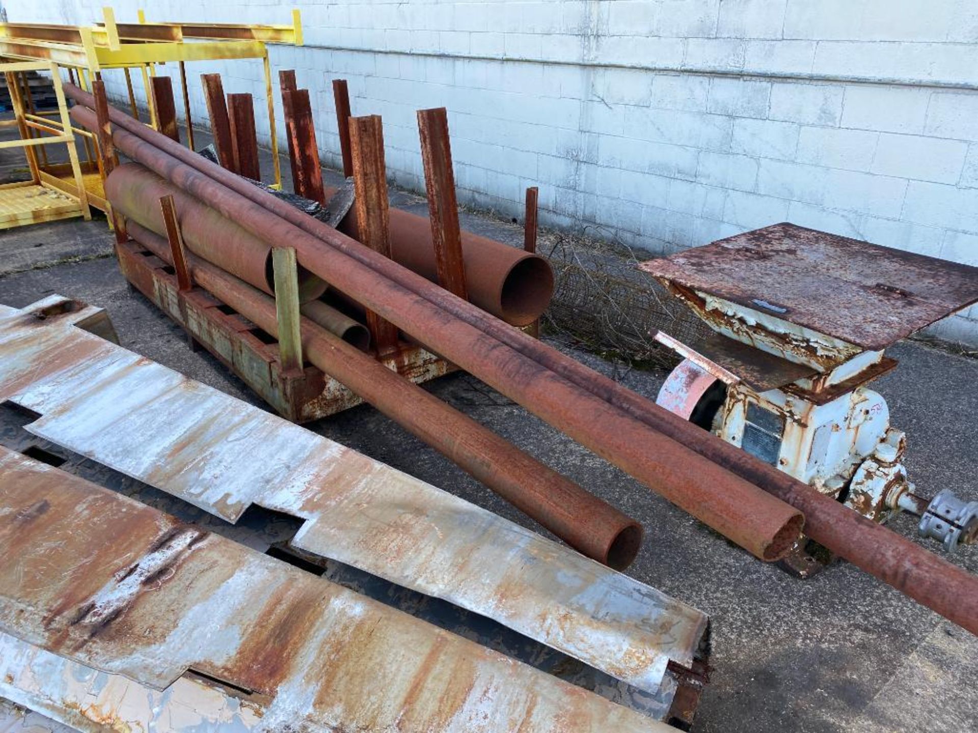 Assorted Steel: Pipe, A-Frame Rack, Pulleys, Pallet Racking, & Tank - Image 5 of 10