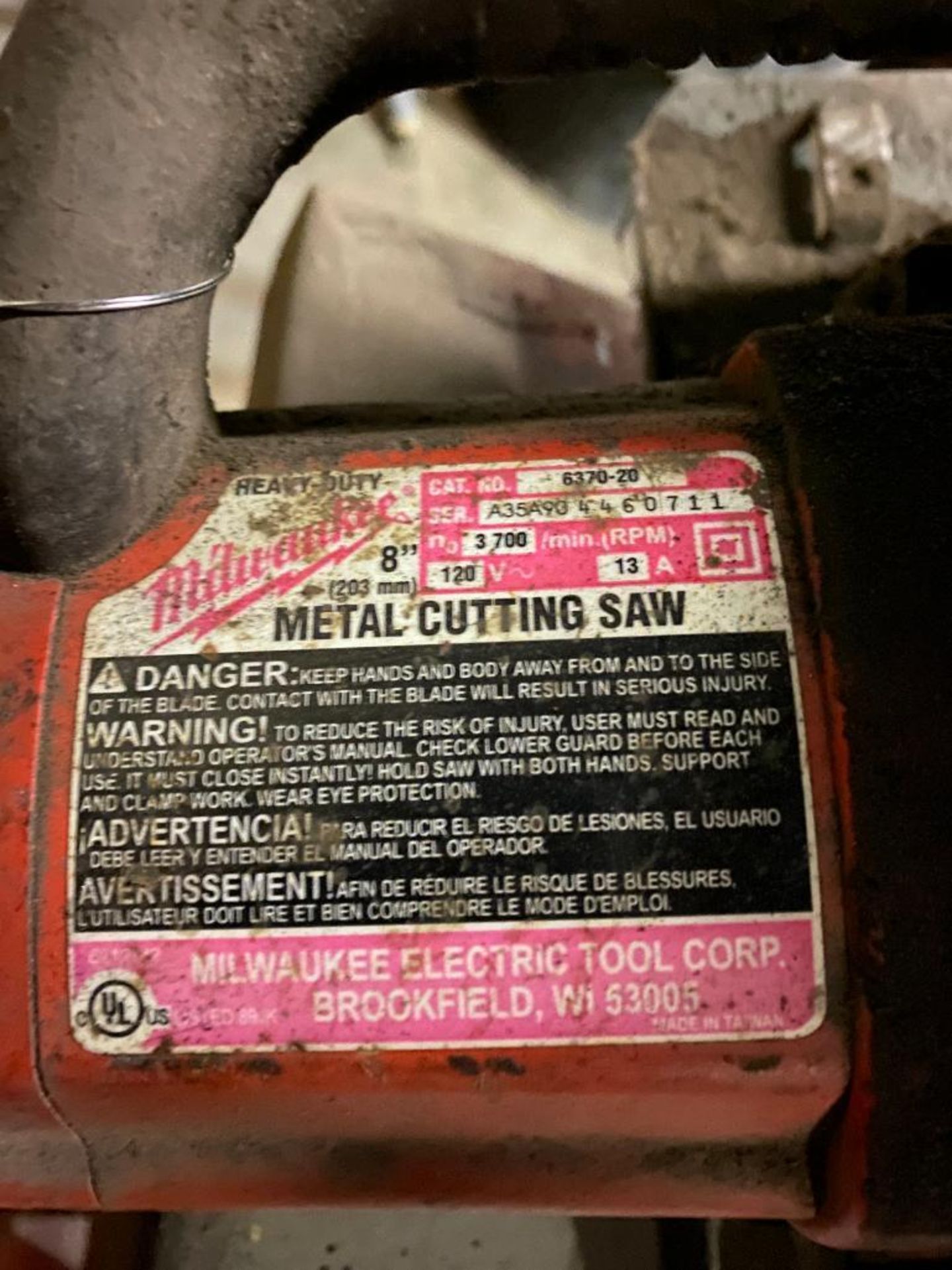 Milwaukee 8" Metal Cutting Circular Saw - Image 3 of 3