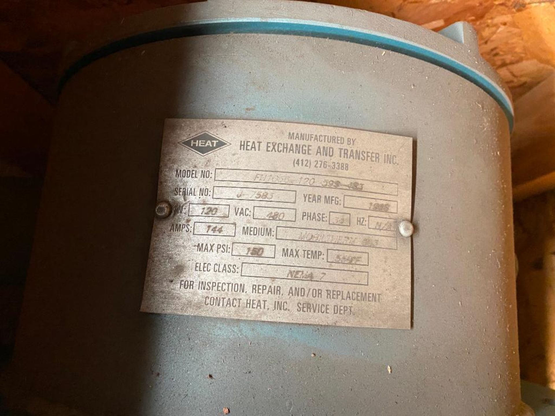 Heat Exchanger, Model FH1056-120-59S-83, S/N J-7583 - Image 3 of 3