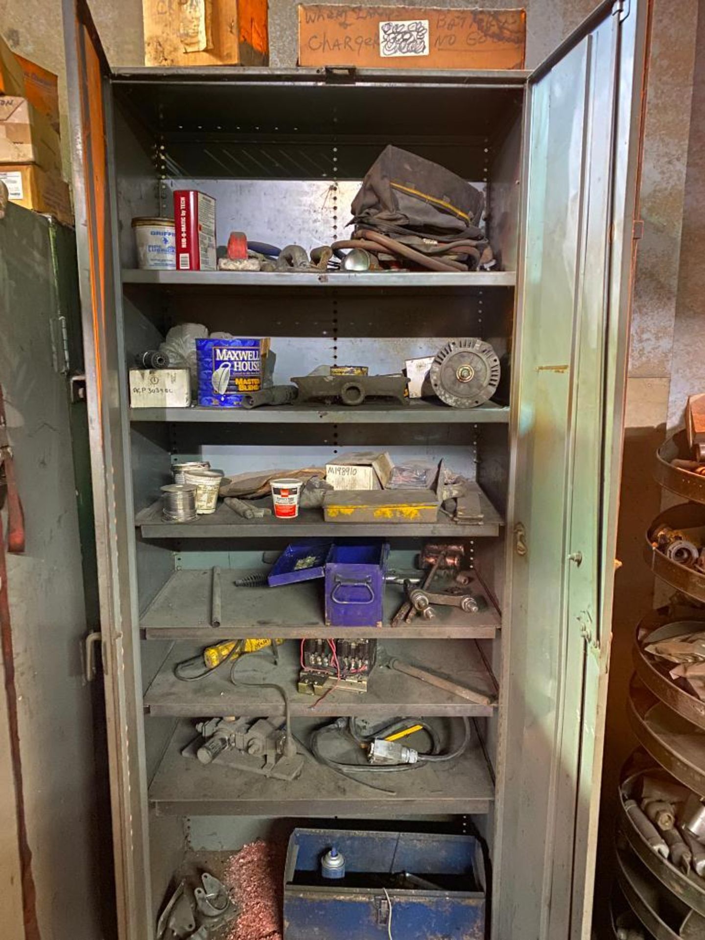 (2) Cabinets w/ Content: Electric Motor, Wire, Transformer, & Assorted Tools - Image 2 of 2