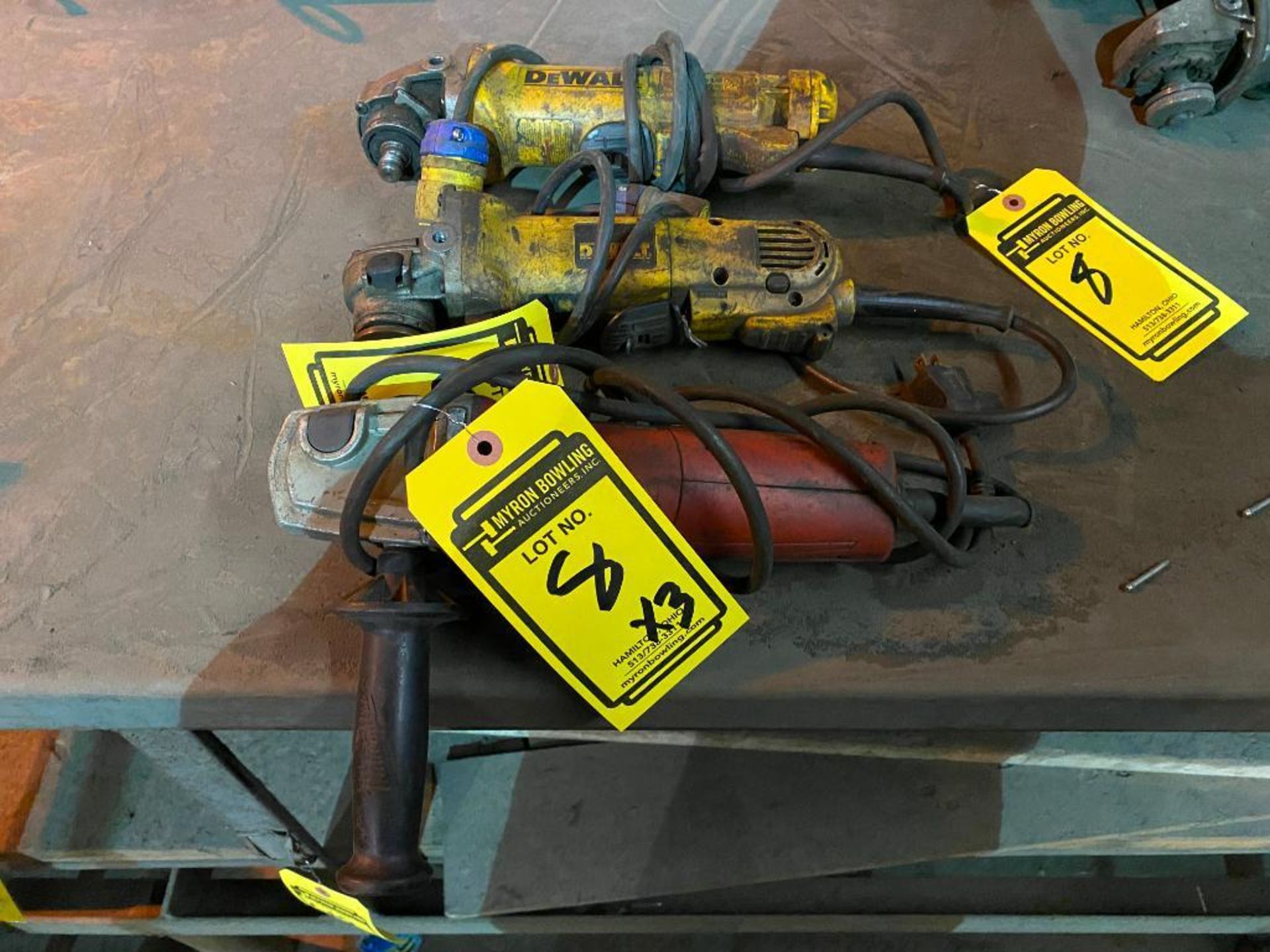 (3) Angle Grinders: (2) Dewalt & (1) Milwaukee