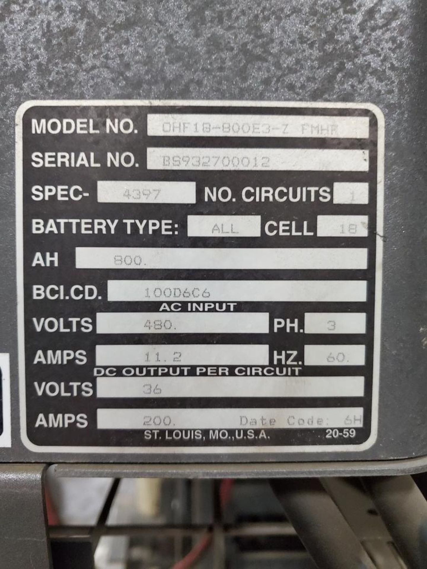 Ferro Magnetics Q2 High Frequency 36V Opportunity Charger, Model OHF18-800E3-Z FMHF, 480V, 3 PH, 60 - Image 4 of 5