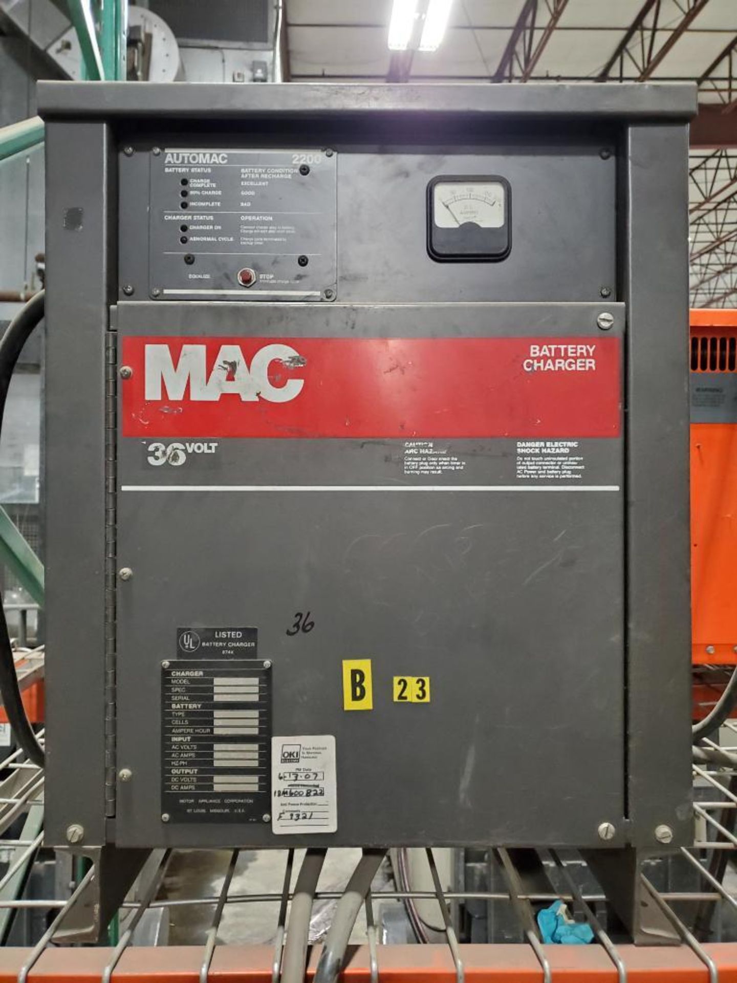 Mac Forklift 36V Battery Charger, Model 18M600B22, Type LA Battery, 451-600 AMP Hours, 120 Max. Amp, - Image 2 of 5