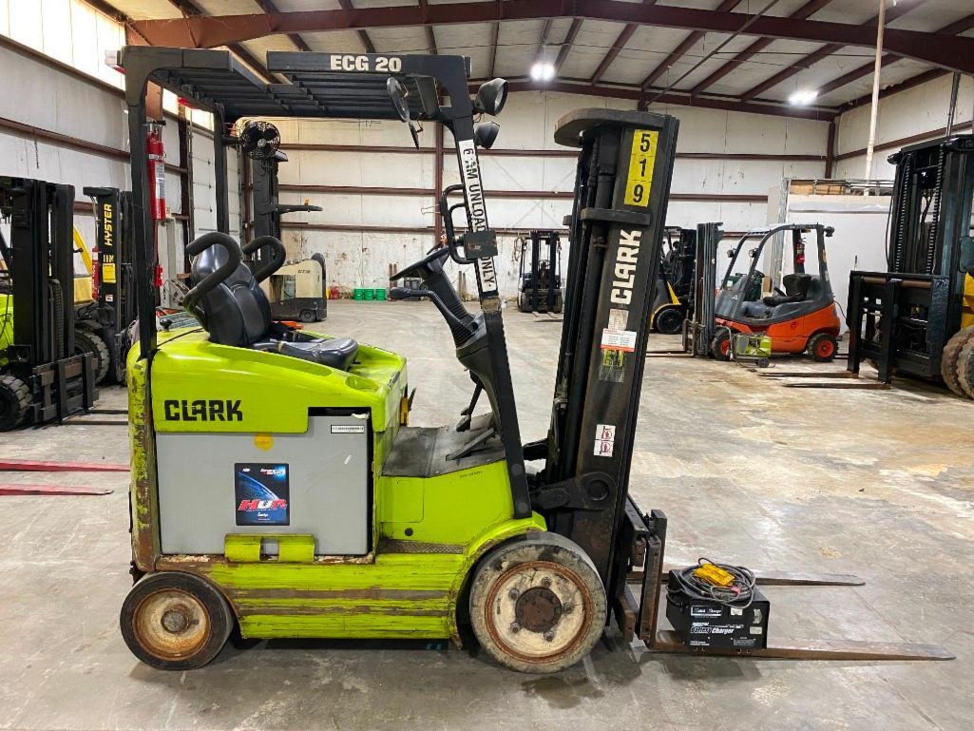 Clark 4,000-LB. Capacity Forklift, Model ECG20, S/N ECG358-0293-6843FB, 48 Volt Battery w/ Charger, - Image 3 of 5