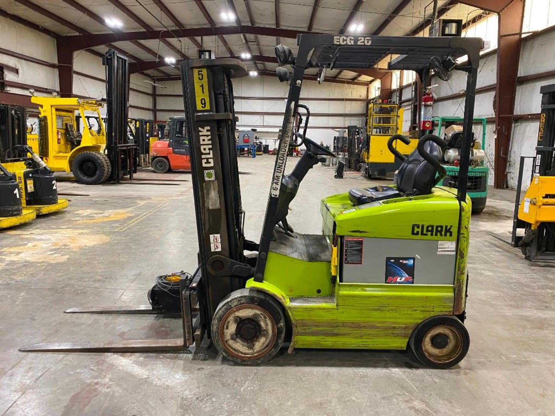 Clark 4,000-LB. Capacity Forklift, Model ECG20, S/N ECG358-0293-6843FB, 48 Volt Battery w/ Charger,