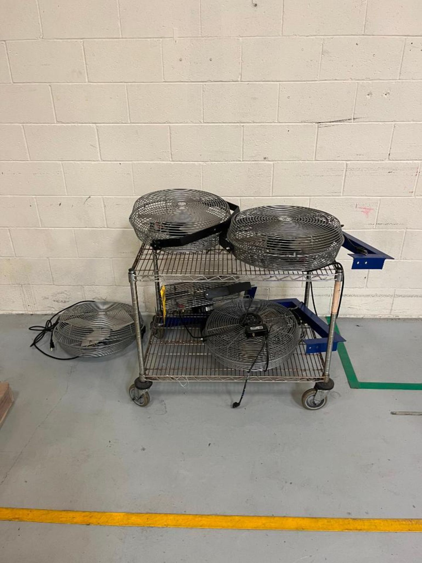 Wire Cart & (5) Wall Fans