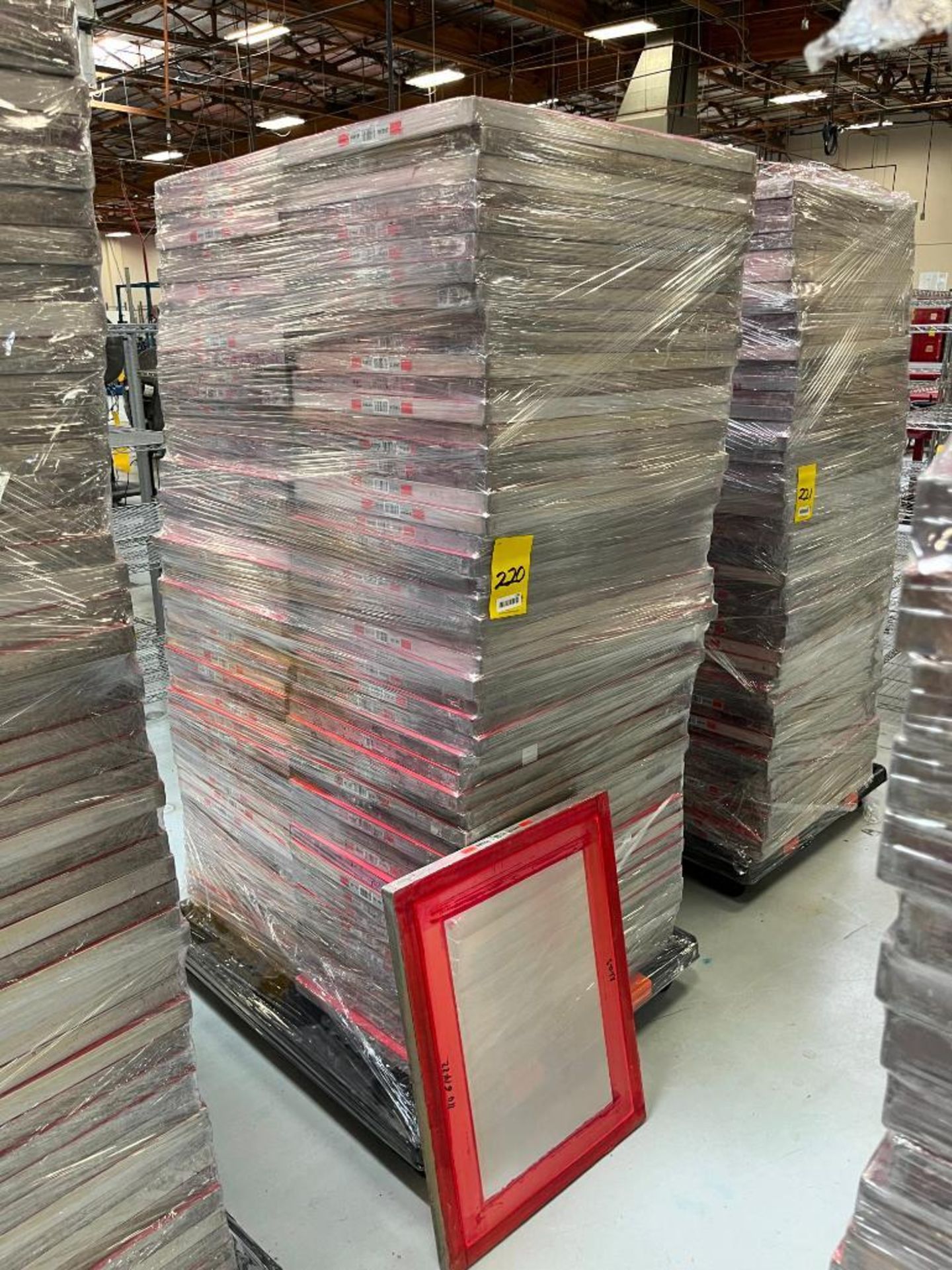 Pallet of Printing Frames w/ 110 Mesh, 23" x 31" (About 100 Frames)