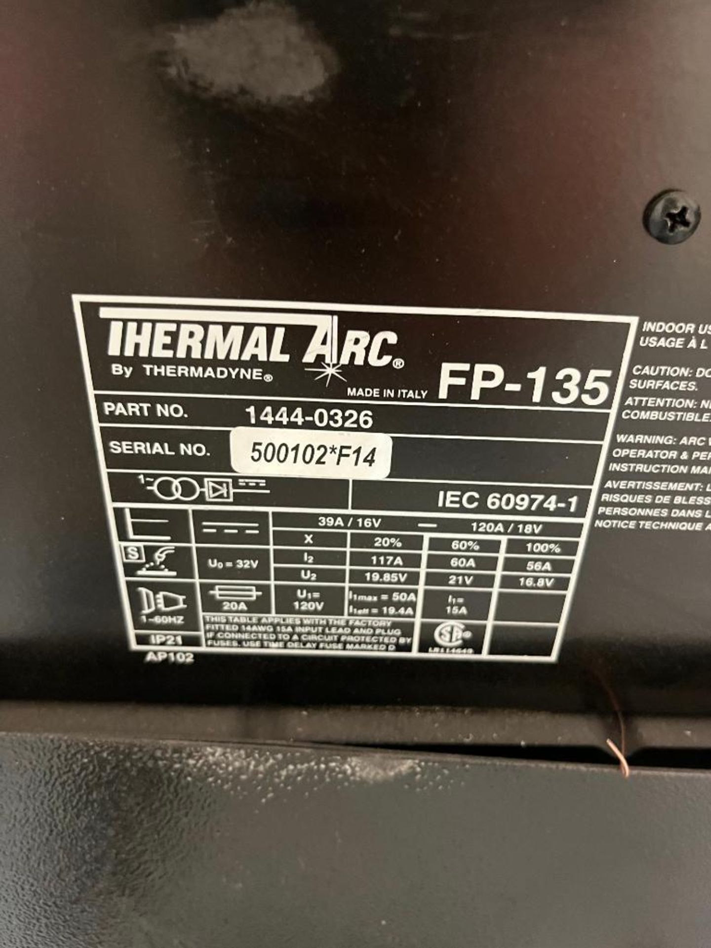 Thermal Arc Firepower Mig Welder, S/N 500102*F14 - Image 3 of 3
