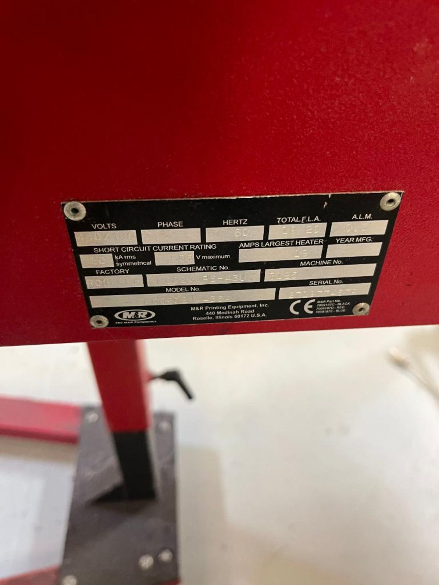 2018 M&R Red Chili D Ink Quick Setter, 440V, 3-PH, Model REDD20244436A, S/N 271977457R - Image 2 of 3