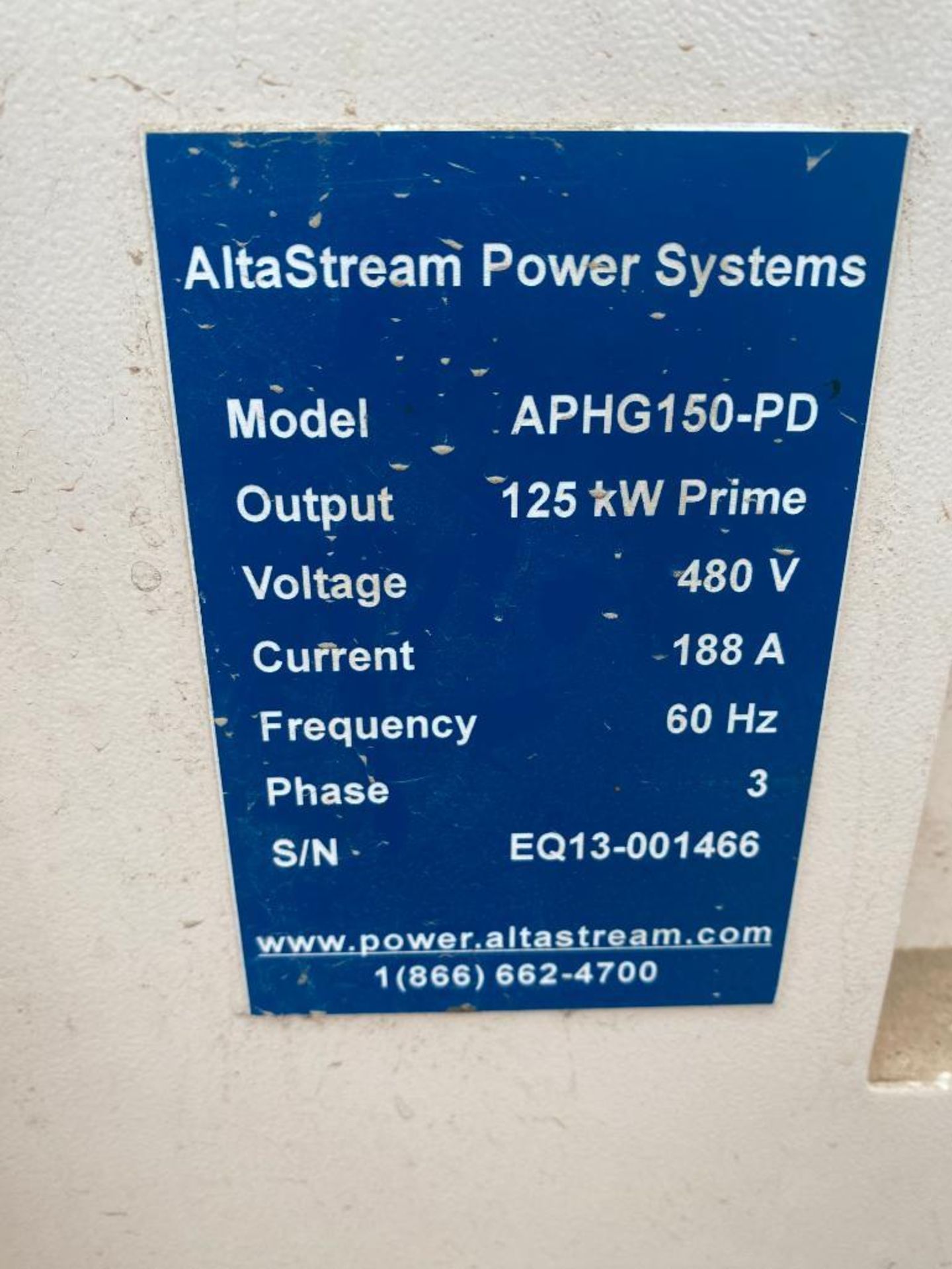 2014 AltaStream Power Systems 125 KVA Towable Generator, Dual Fuel Natural Gas or LP, Model APHG150- - Image 11 of 14