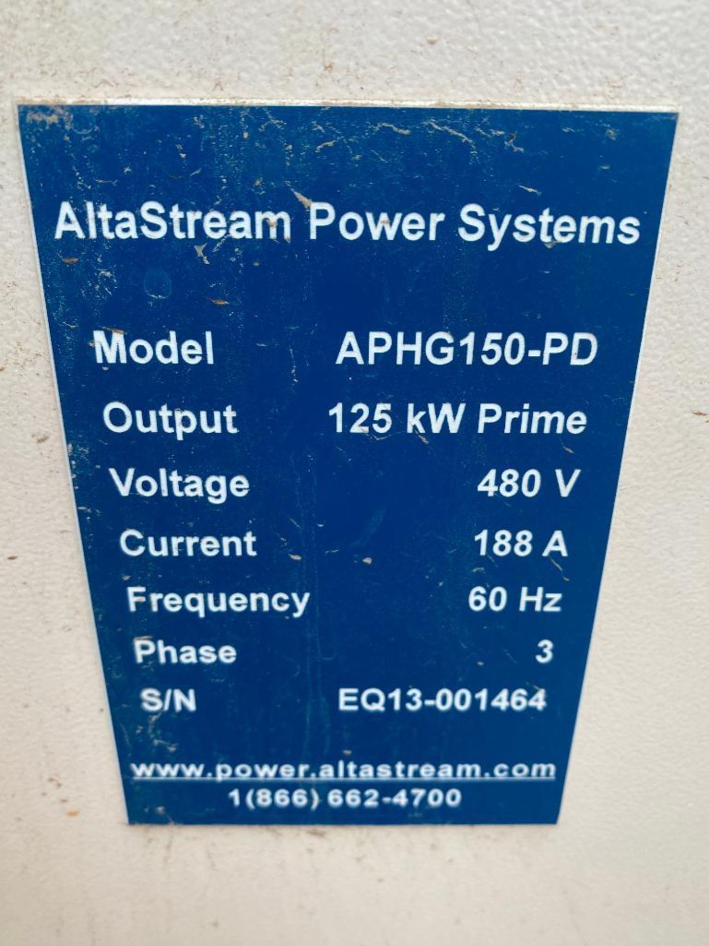 2014 AltaStream Power Systems 125 KVA Towable Generator, Dual Fuel Natural Gas or LP, Model APHG150- - Image 9 of 12