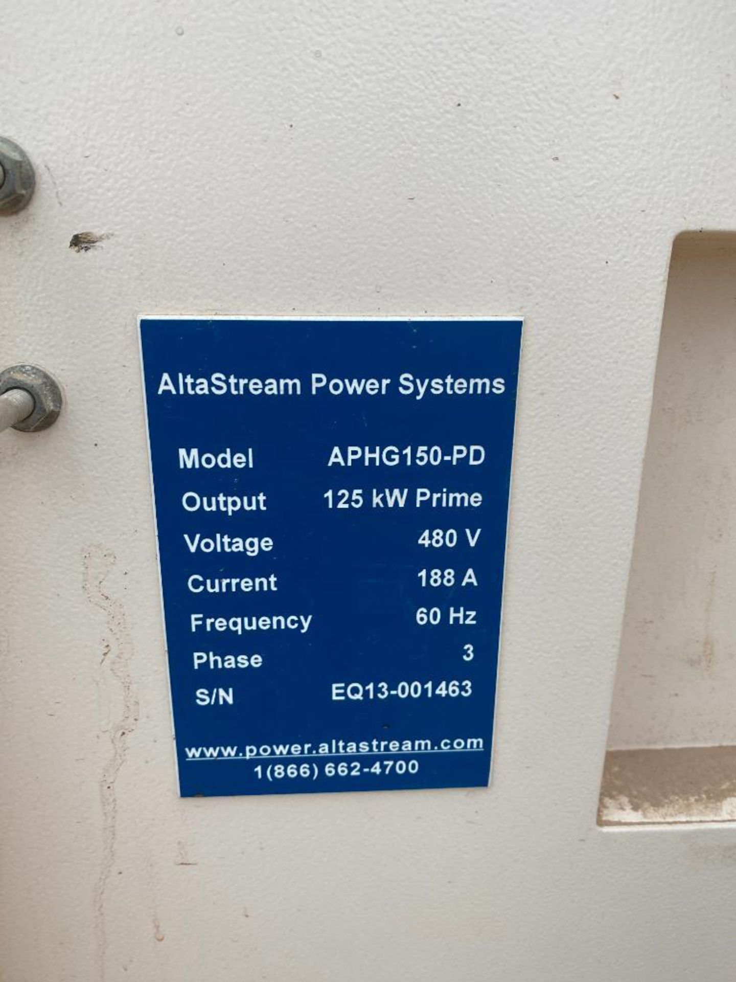 2014 AltaStream Power Systems 125 KVA Towable Generator, Dual Fuel Natural Gas or LP, Model APHG150- - Image 6 of 14