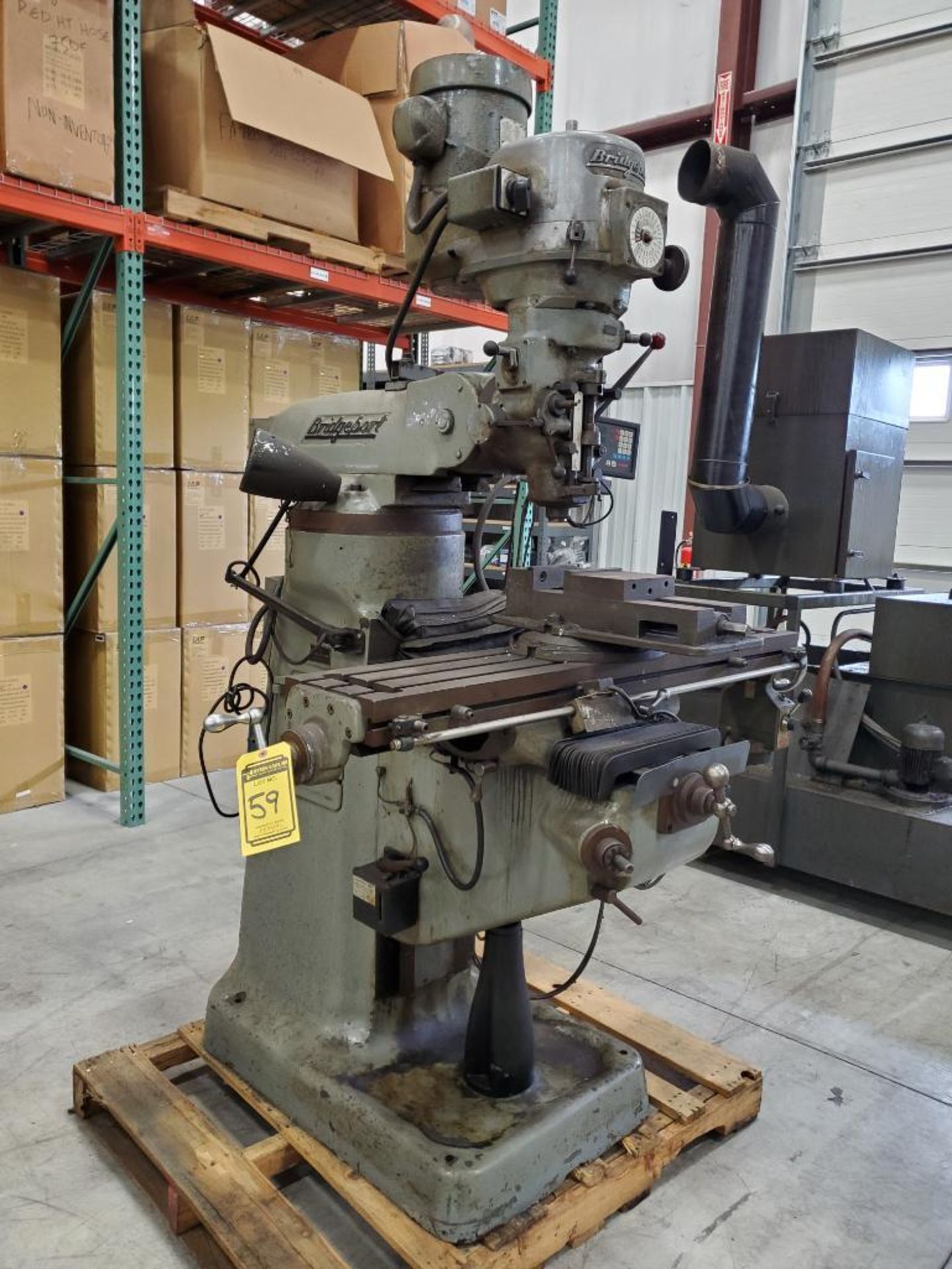 Bridgeport Vertical Milling Machine, 48" x 9" Table, Newall Topaz 2-Axis DRO Control, 6" Rotary Mach - Image 3 of 13