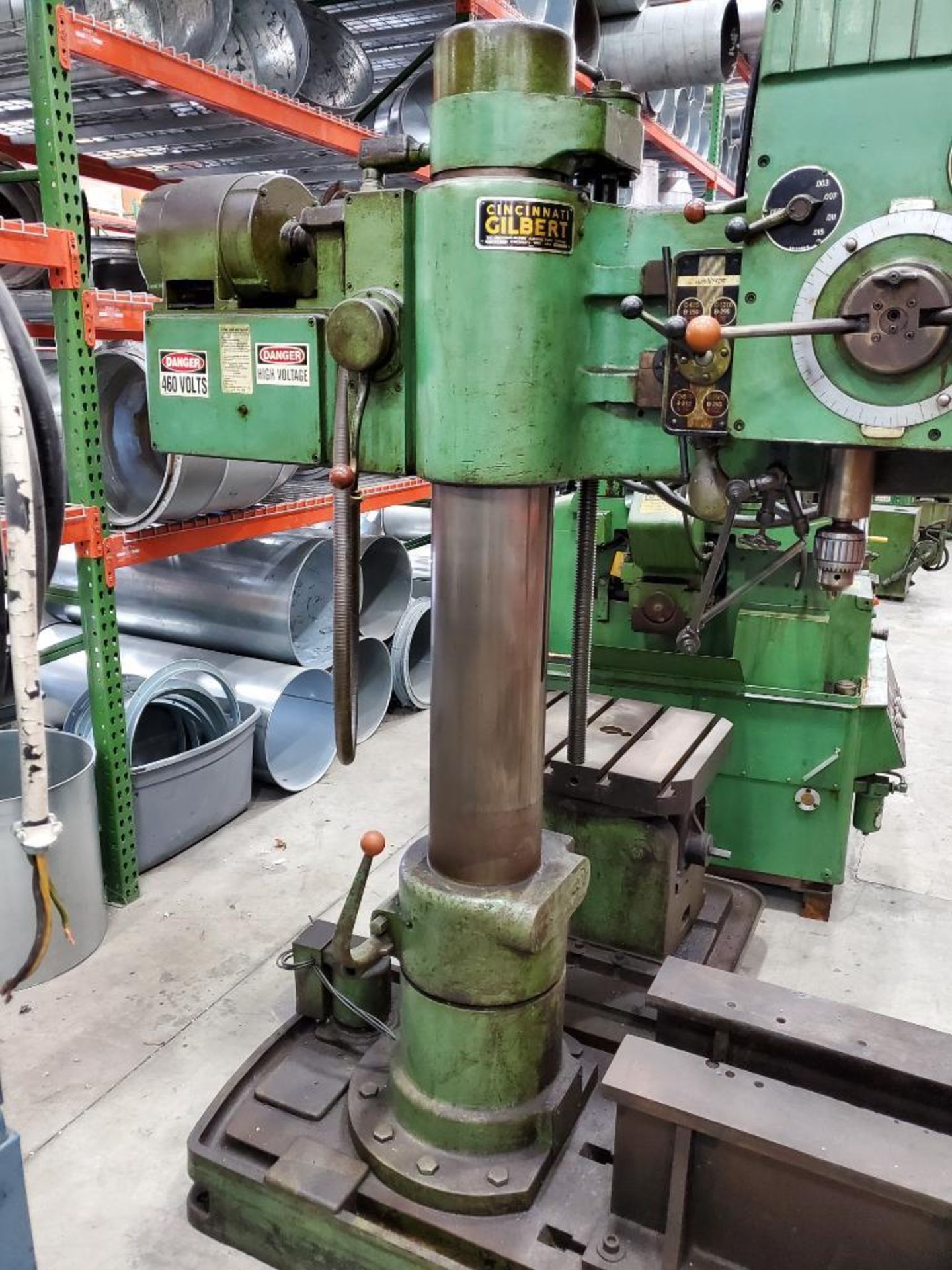 Cincinnati Gilbert Radial Arm Drill, 9" Column, 48" Arm, 3-Speed, Variable RPM, L-Base w/ 14" T x 30 - Image 5 of 12