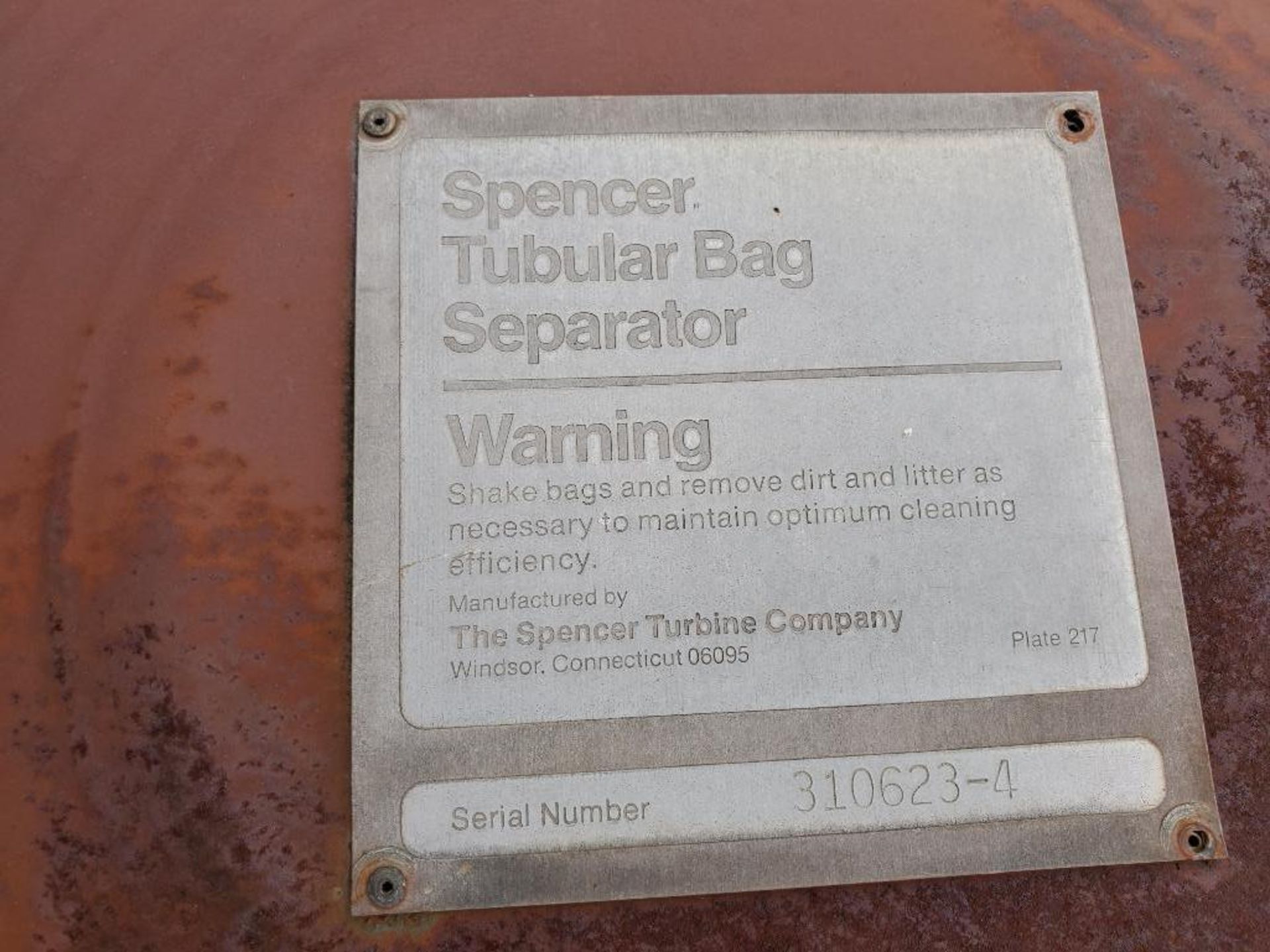 Spencer Tubular Separator Vacuum, S/N 310623-4, 100 HP, 3,000 SCFM, 3,500 RPM - Image 6 of 10