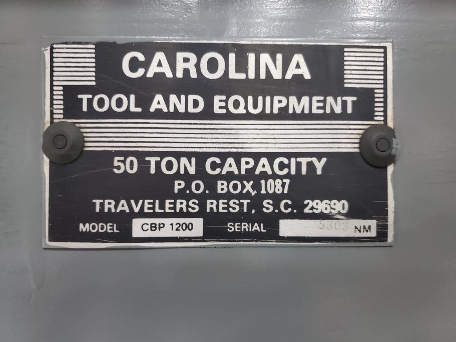 Carolina 50-Ton Hydraulic H-Frame Shop Press, Model CBP-1200, S/N 5303, 26" Window, Adjustable Bed H - Image 6 of 8