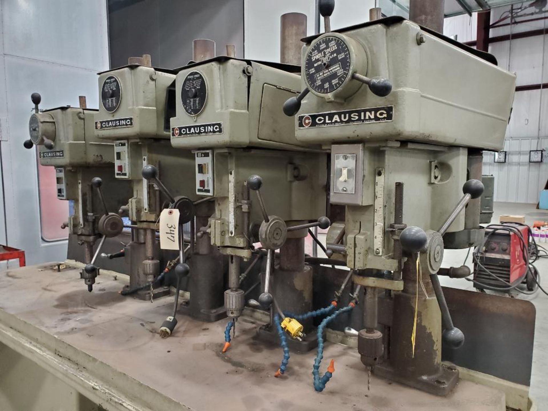 Clausing 4-Head Vertical Drill Press, Series 16ST, 260-5400 RPM, Jacobs Key Chucks, 89-3/4" X 20" Ta - Image 3 of 10