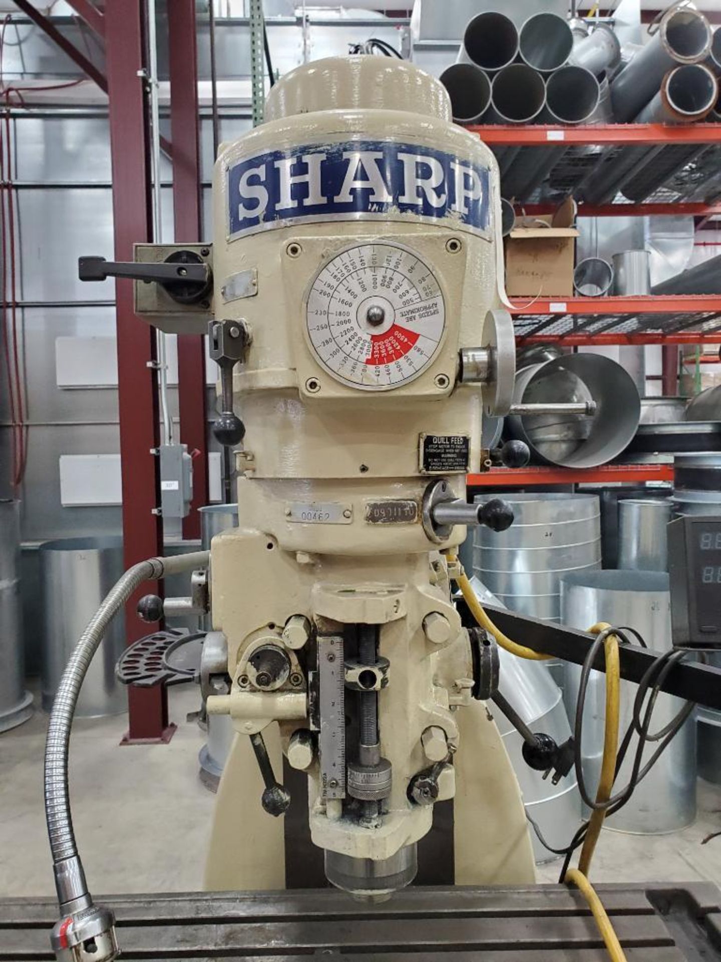 Sharp Vertical Milling Machine, 3 HP, 51" x 10-1/4" Table, Millman LH51 2-Axis Control, Knee Bed, 5" - Image 8 of 11