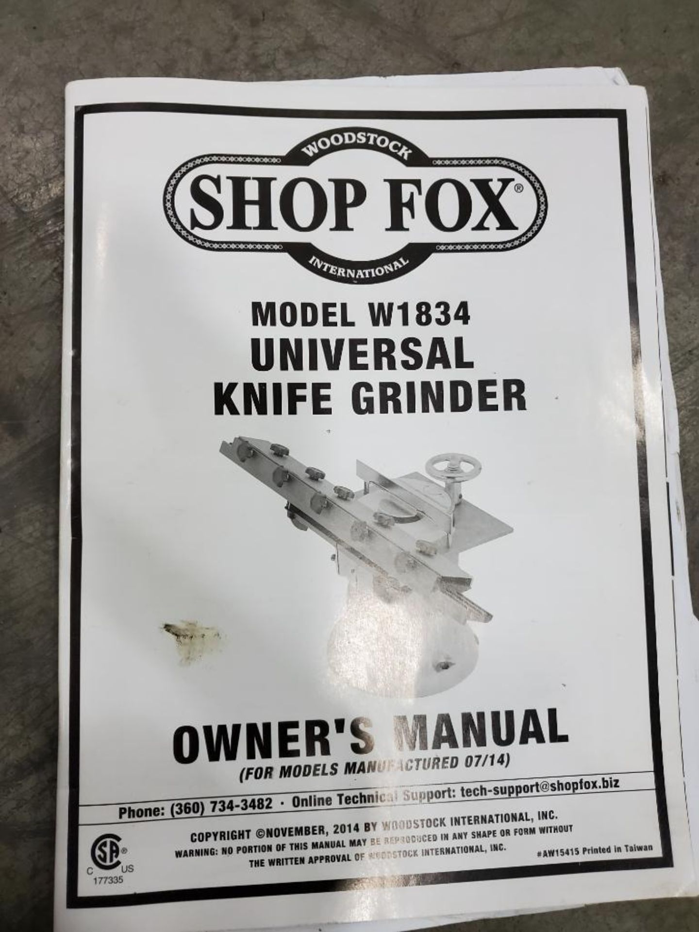 2014 Shop Fox Universal Knife Grinder, Model W1834 - Image 6 of 6