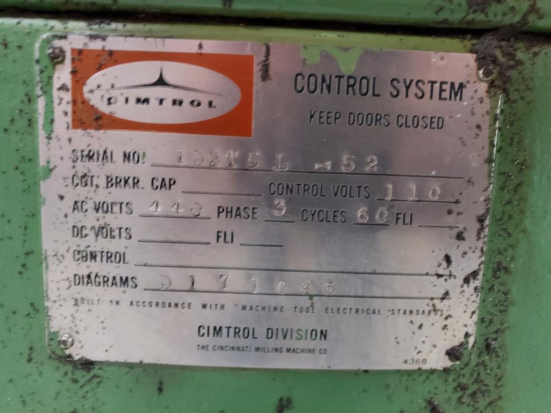 Cincinnati Horizontal Grinder/Cutter, S/N 1D2T5L-52, 36" x 5" Table, SPI-R-O-Grind Fixture, Model 2A - Image 10 of 10