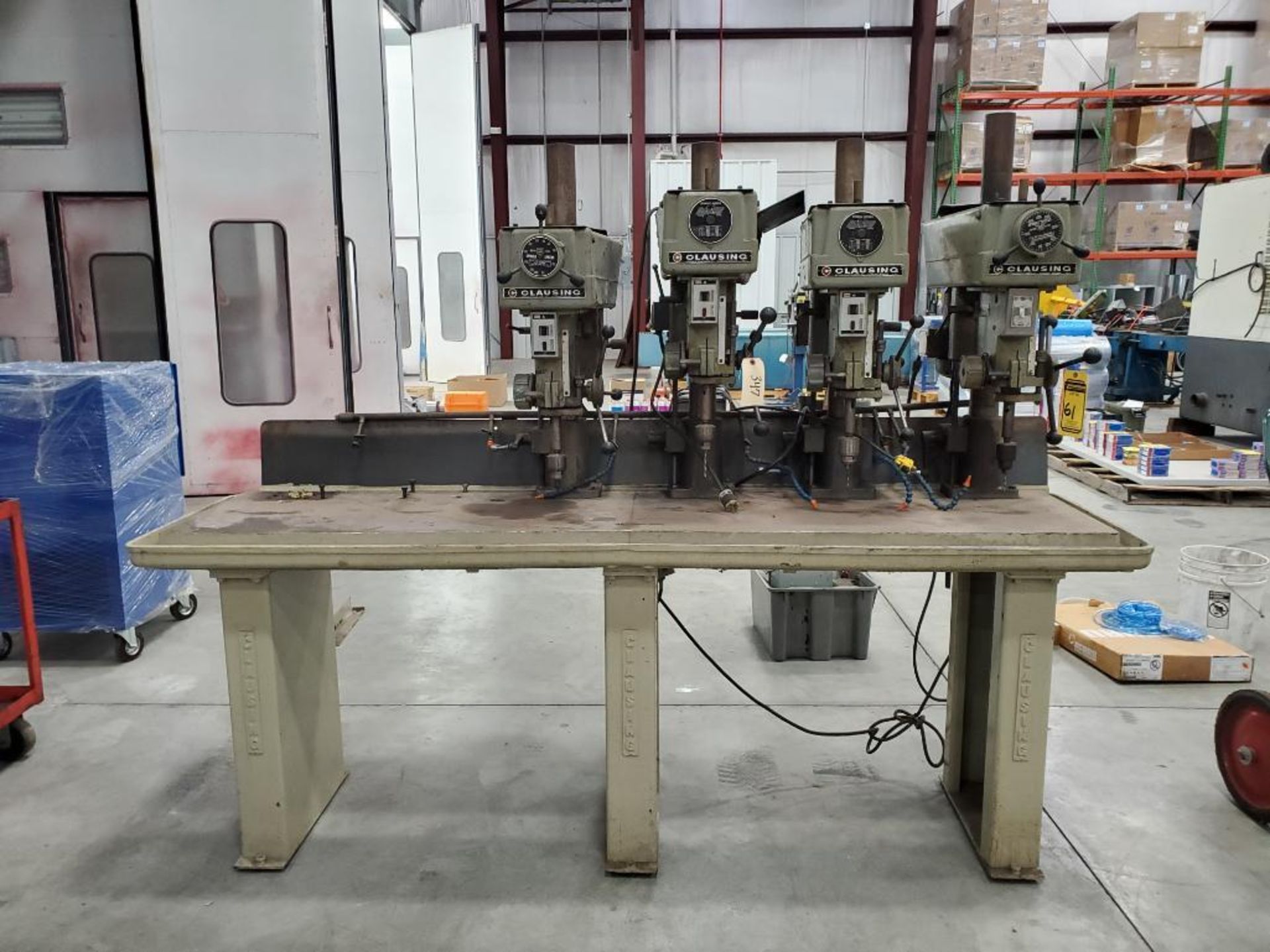 Clausing 4-Head Vertical Drill Press, Series 16ST, 260-5400 RPM, Jacobs Key Chucks, 89-3/4" X 20" Ta