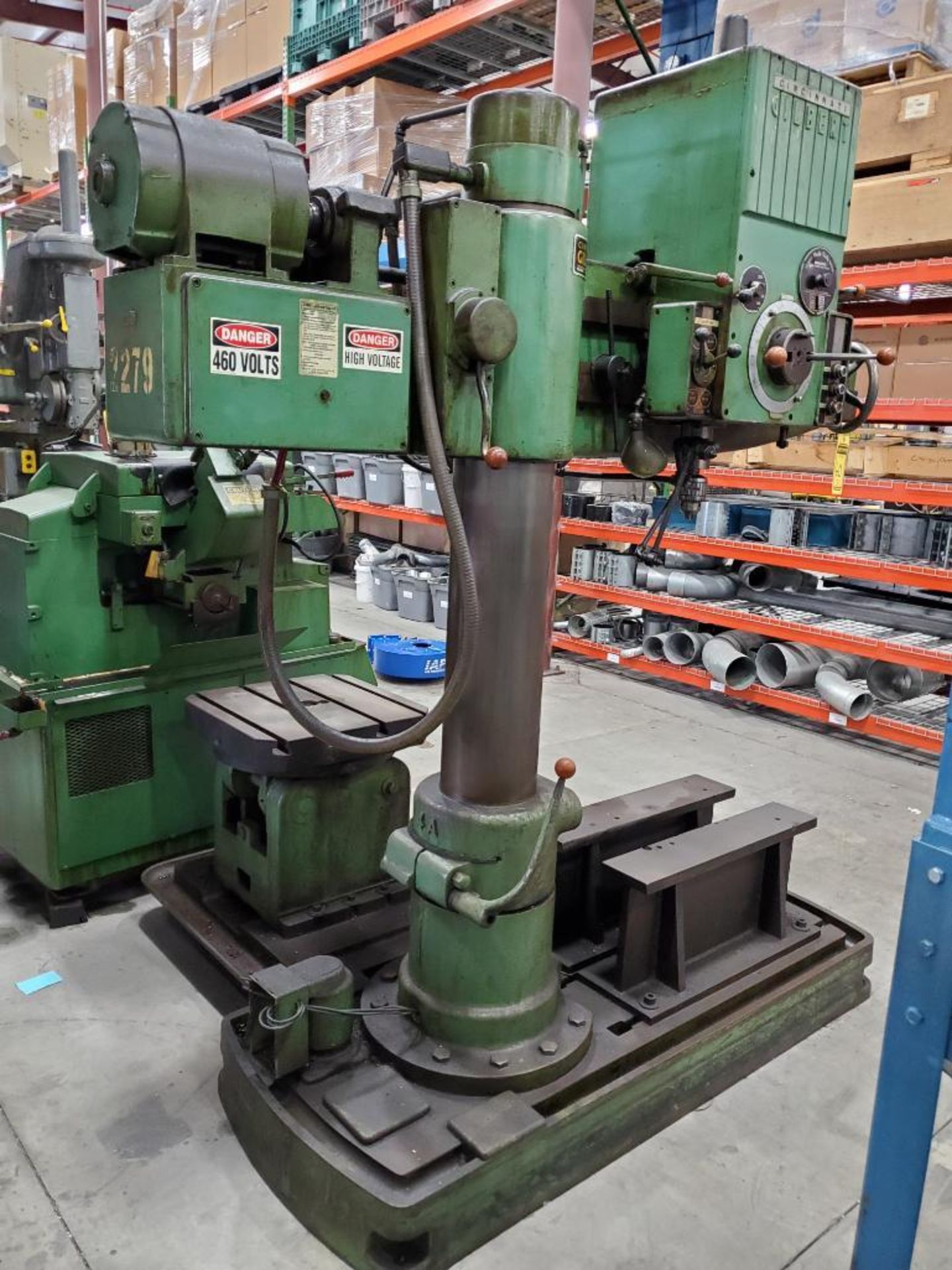 Cincinnati Gilbert Radial Arm Drill, 9" Column, 48" Arm, 3-Speed, Variable RPM, L-Base w/ 14" T x 30 - Image 9 of 12