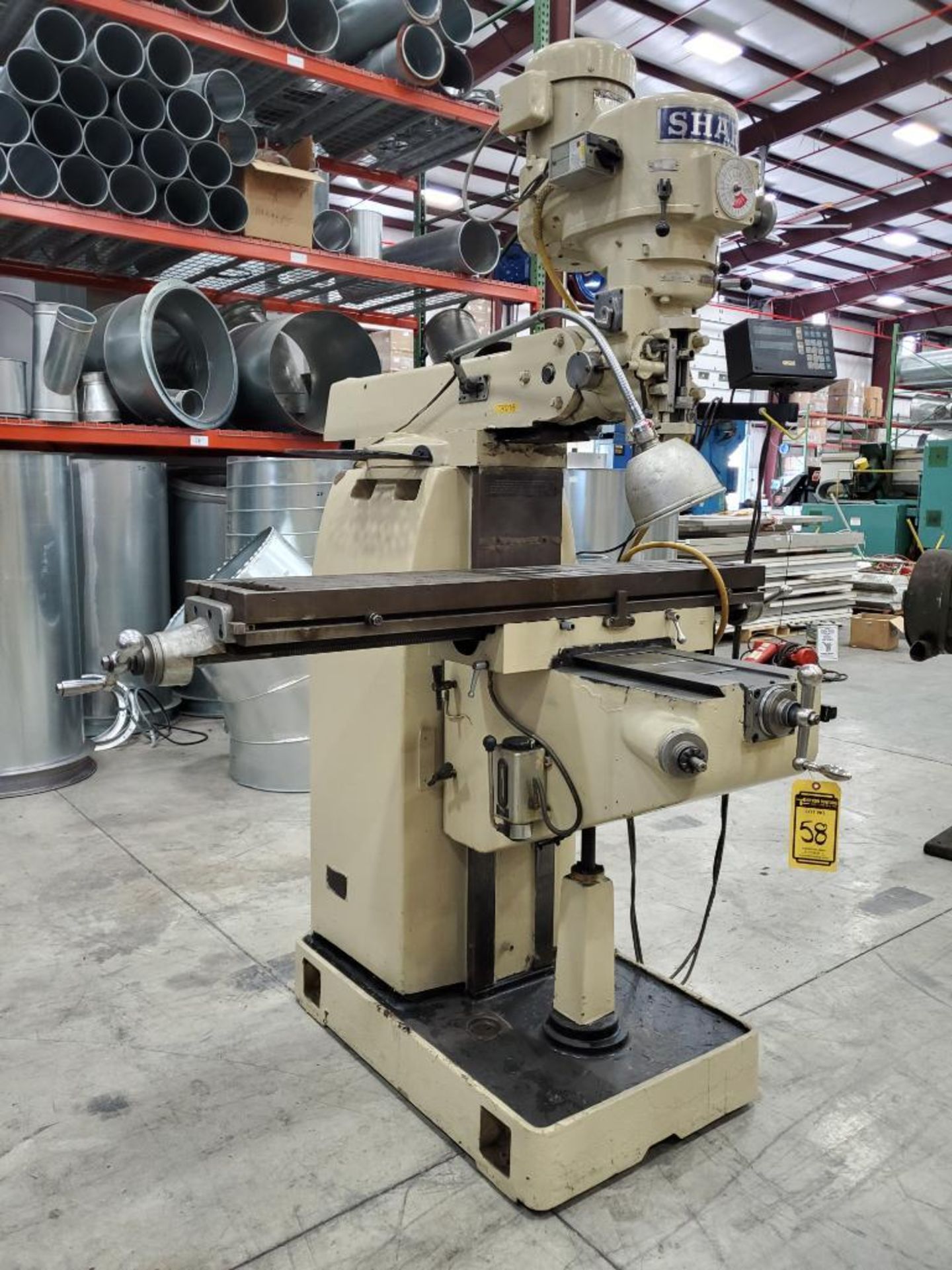 Sharp Vertical Milling Machine, 3 HP, 51" x 10-1/4" Table, Millman LH51 2-Axis Control, Knee Bed, 5"