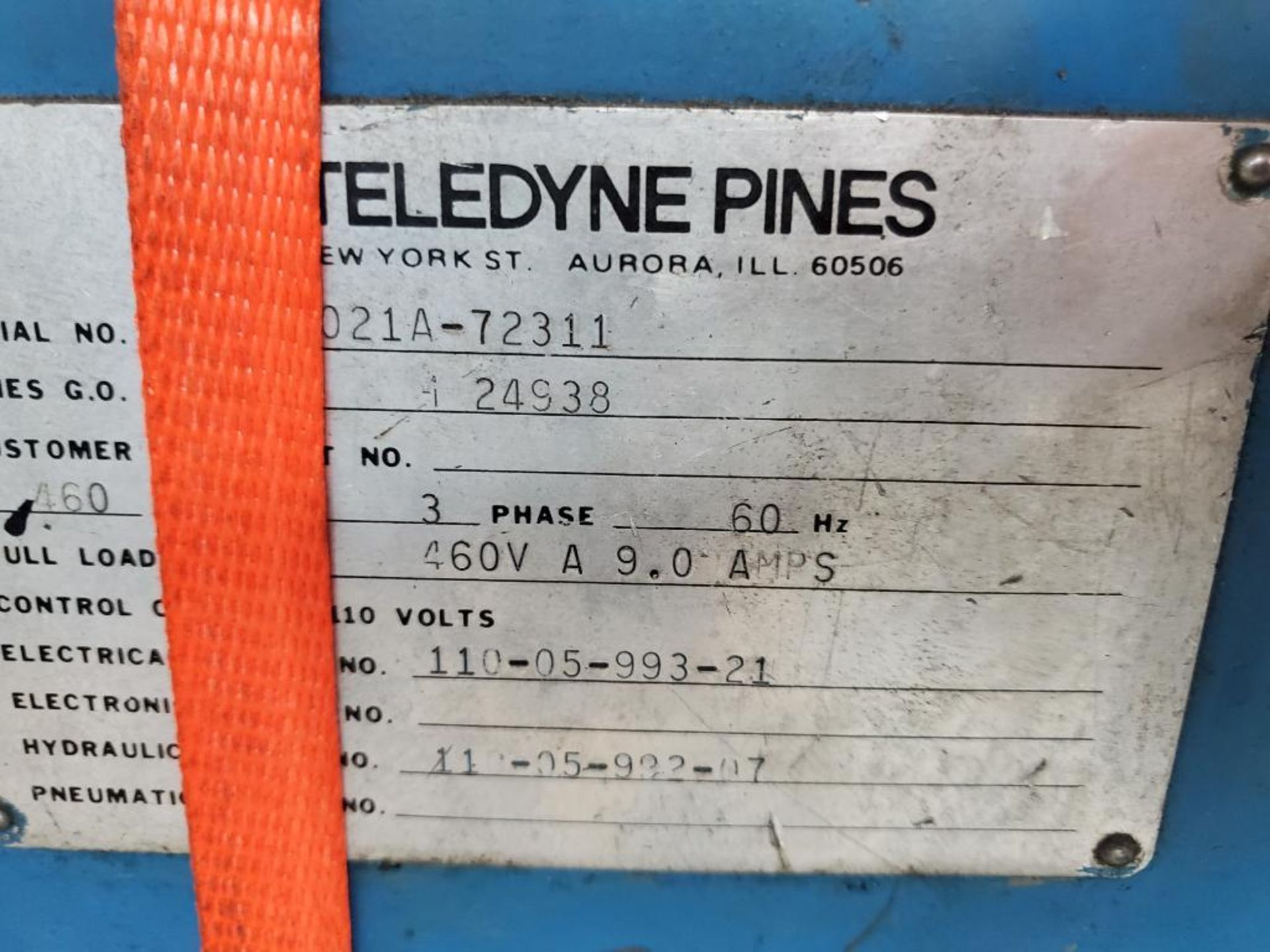 Teledyne Pines Hydraulic Tube Bender, S/N 1021A-72311, Pines Go# M24S38 - Image 10 of 10