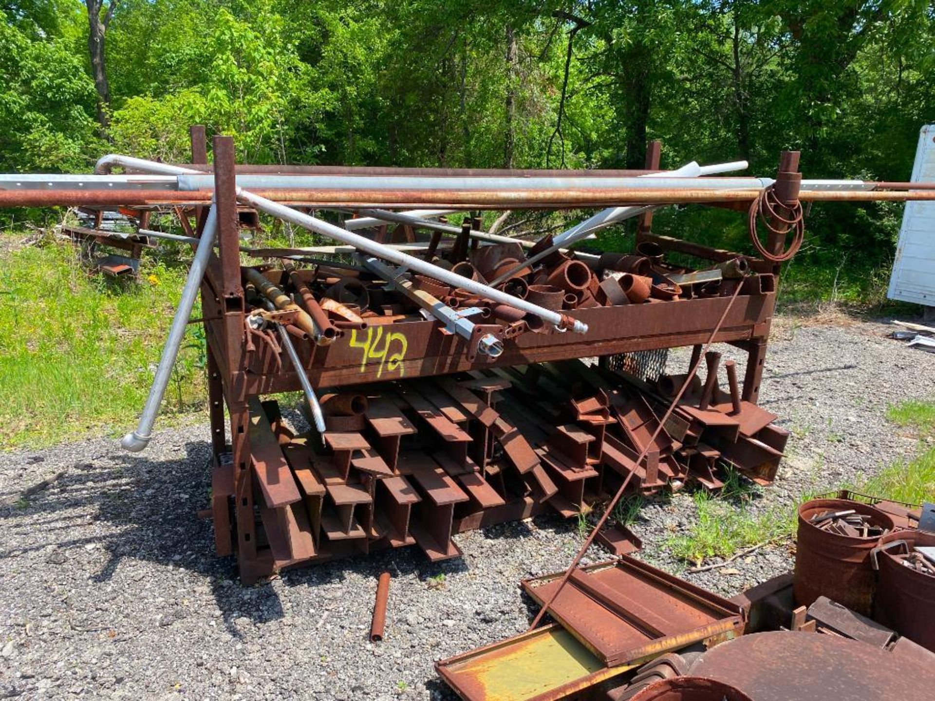 (3) Racks & (1) Skid of I-Beam Cut-Offs, Pipe Cuts Offs, & Scrap