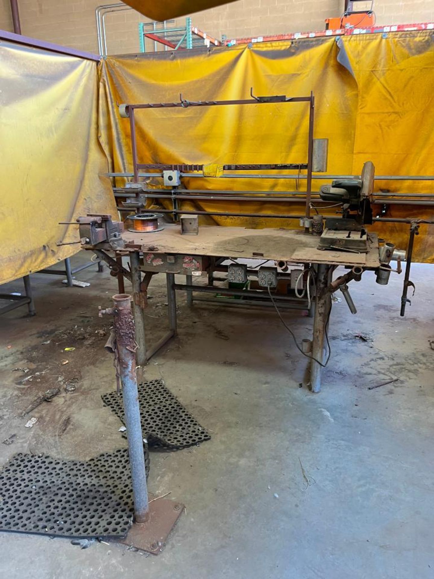 (18) Weld Booths & Content of Assorted Steel Tables, Carts, Dollies, Fans, Cabinets, Bench Vises, Cu - Image 15 of 24