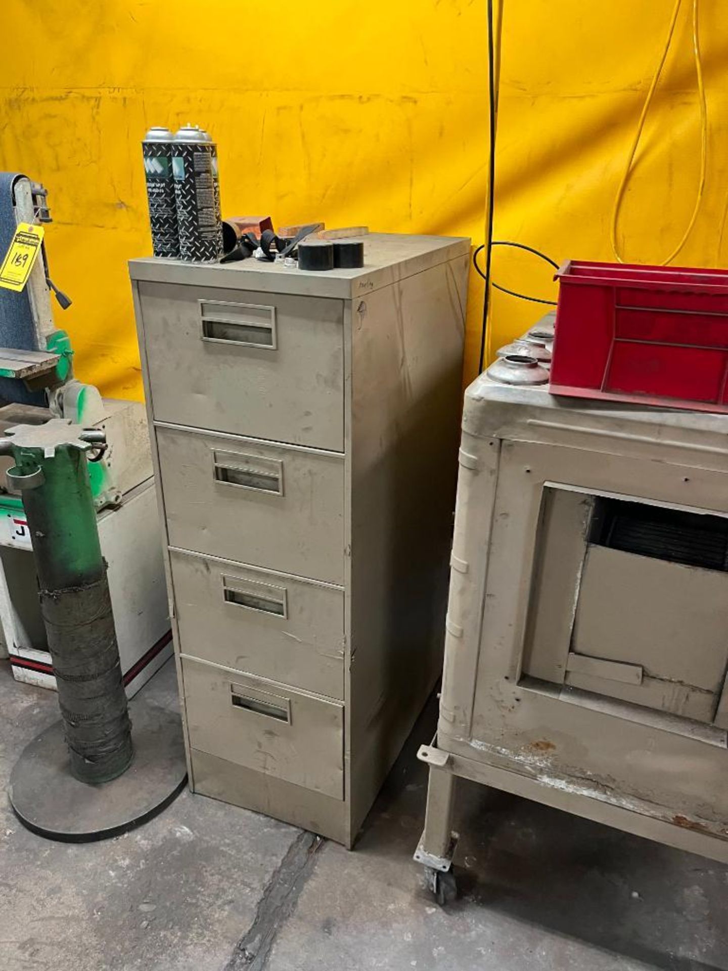 Welding Booth & Remaining Content of (4) Steel Welding Tables w/Bench Vises, (2) Chop Saws, Desk, Co - Image 5 of 12