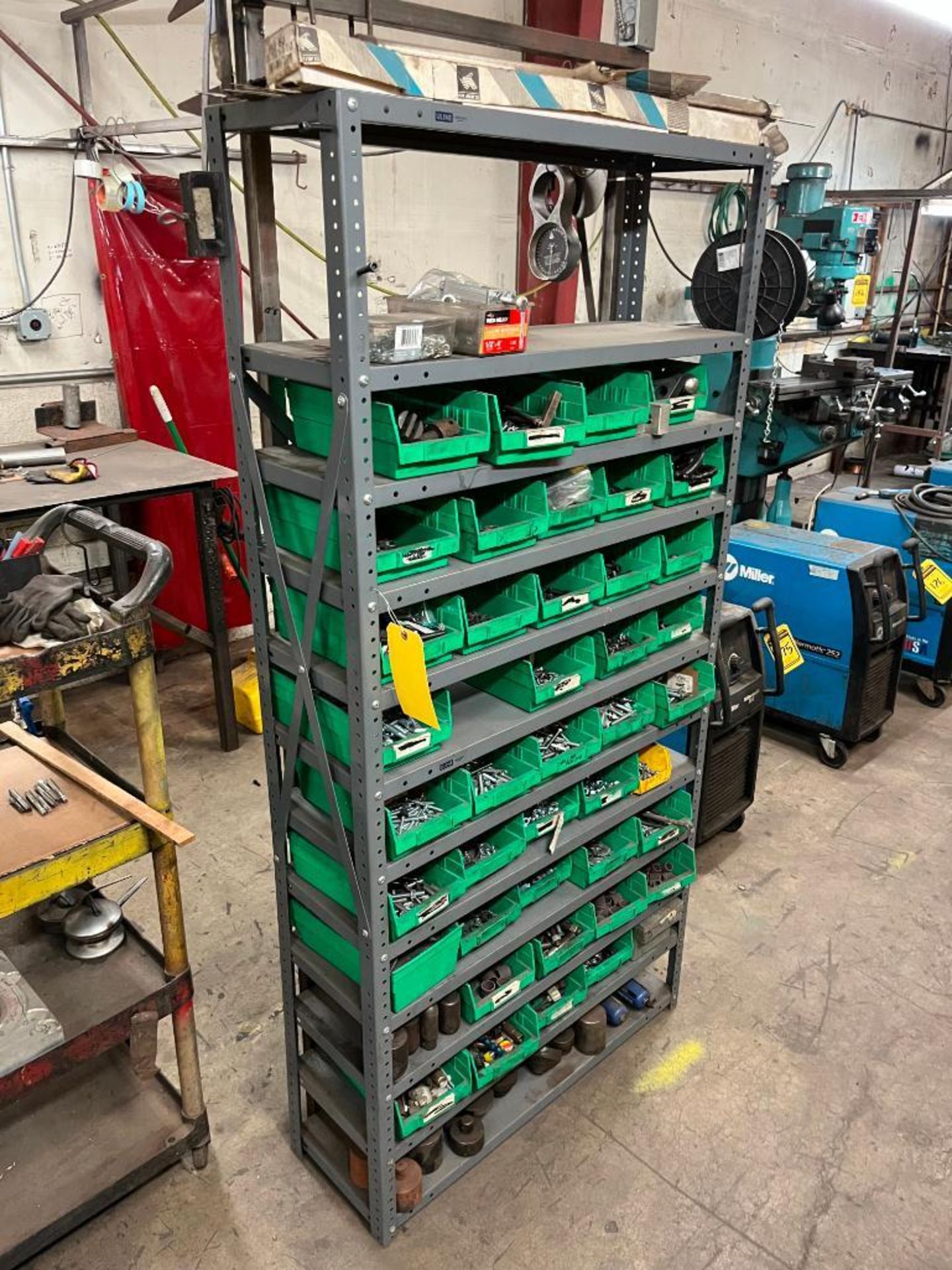 Welding Booth & Remaining Content of (4) Steel Welding Tables w/Bench Vises, (2) Chop Saws, Desk, Co - Image 6 of 12