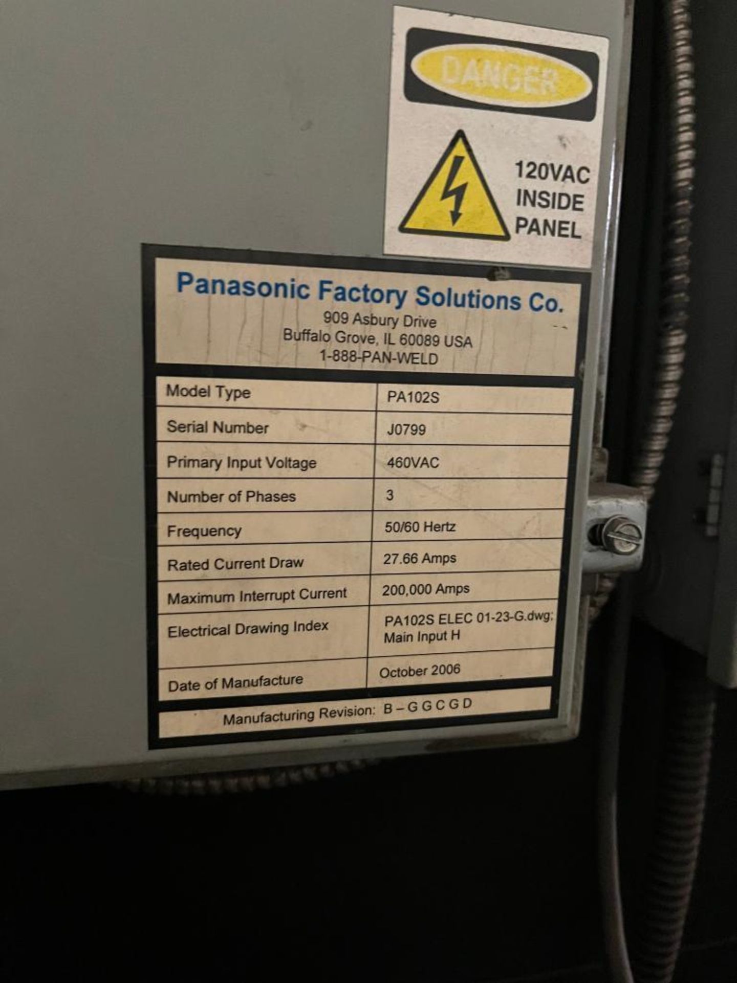 2006 Panasonic Performarc Robotic Welding System, Model PA102S, S/N J0799, 3-PH, Panasonic TA-1000 R - Image 4 of 7