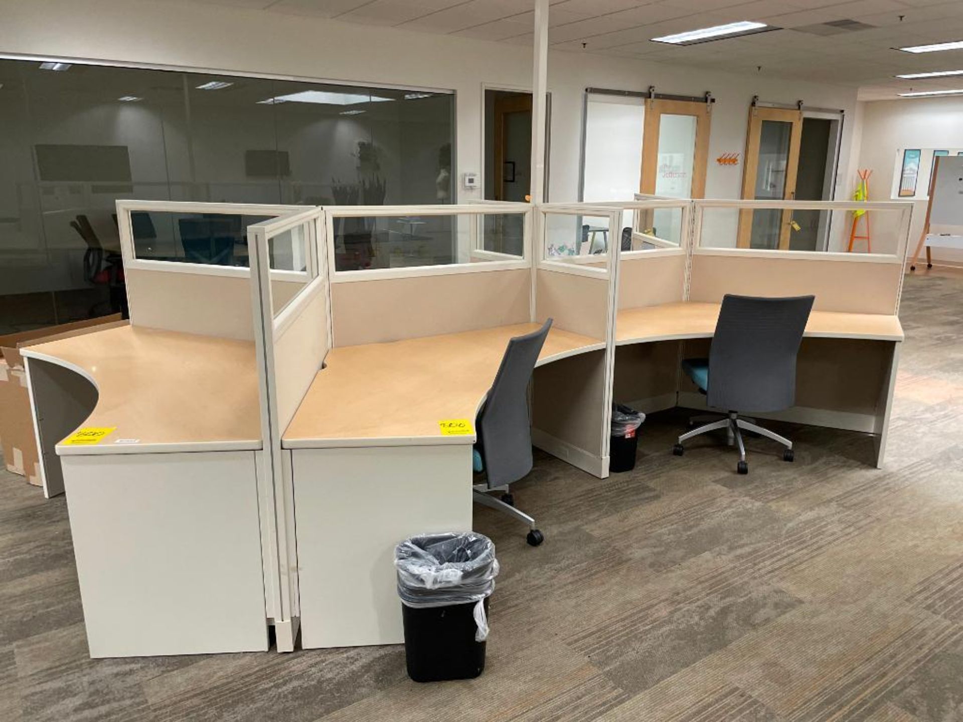 Multiple Person Desk w/ (2) Chairs & File Cabinets