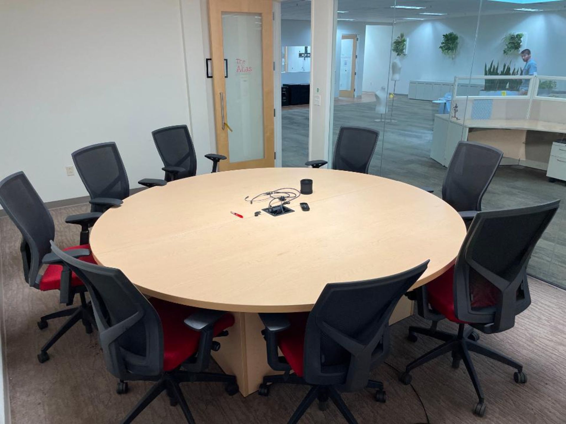 Circular Conference Table w/ (8) Office Chairs - Image 2 of 2