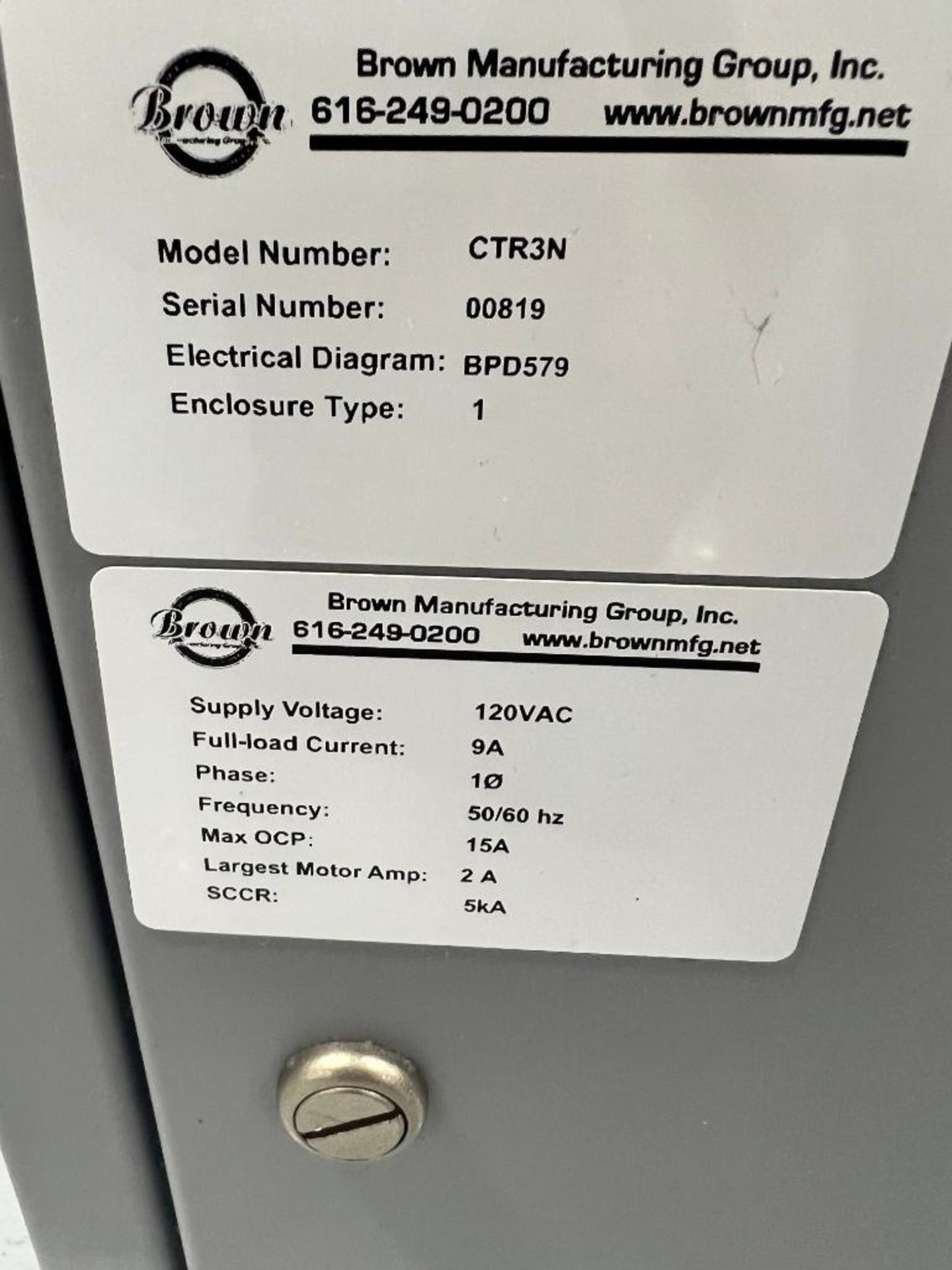 Brown Manufacturing Group Central Source Feed Unit, Model CTR3N, S/N 00819, Single Phase - Image 4 of 4