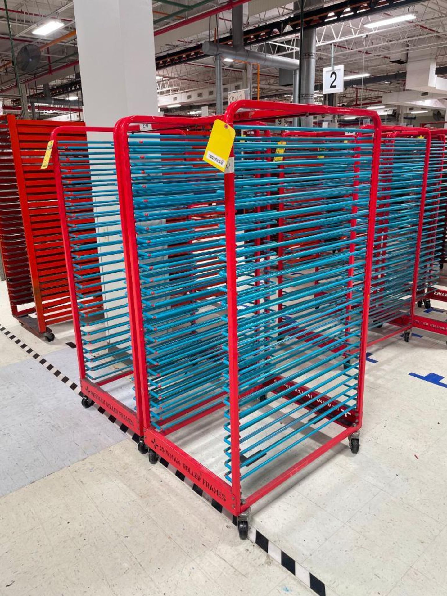 (2) 24-Tray Newman Screen Printing Screen Rolling Racks