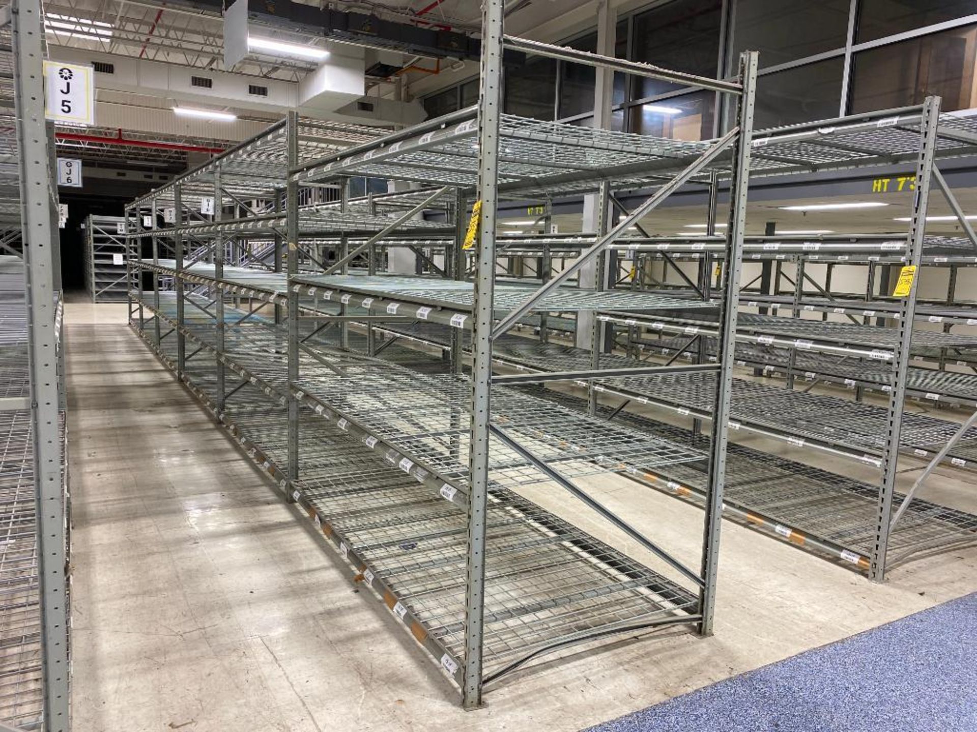 (6x) Sections of Light Duty Racking: (58) 96" x 3" Beams, (7) 96" x 48-1/2" Uprights, & (58) Wire De