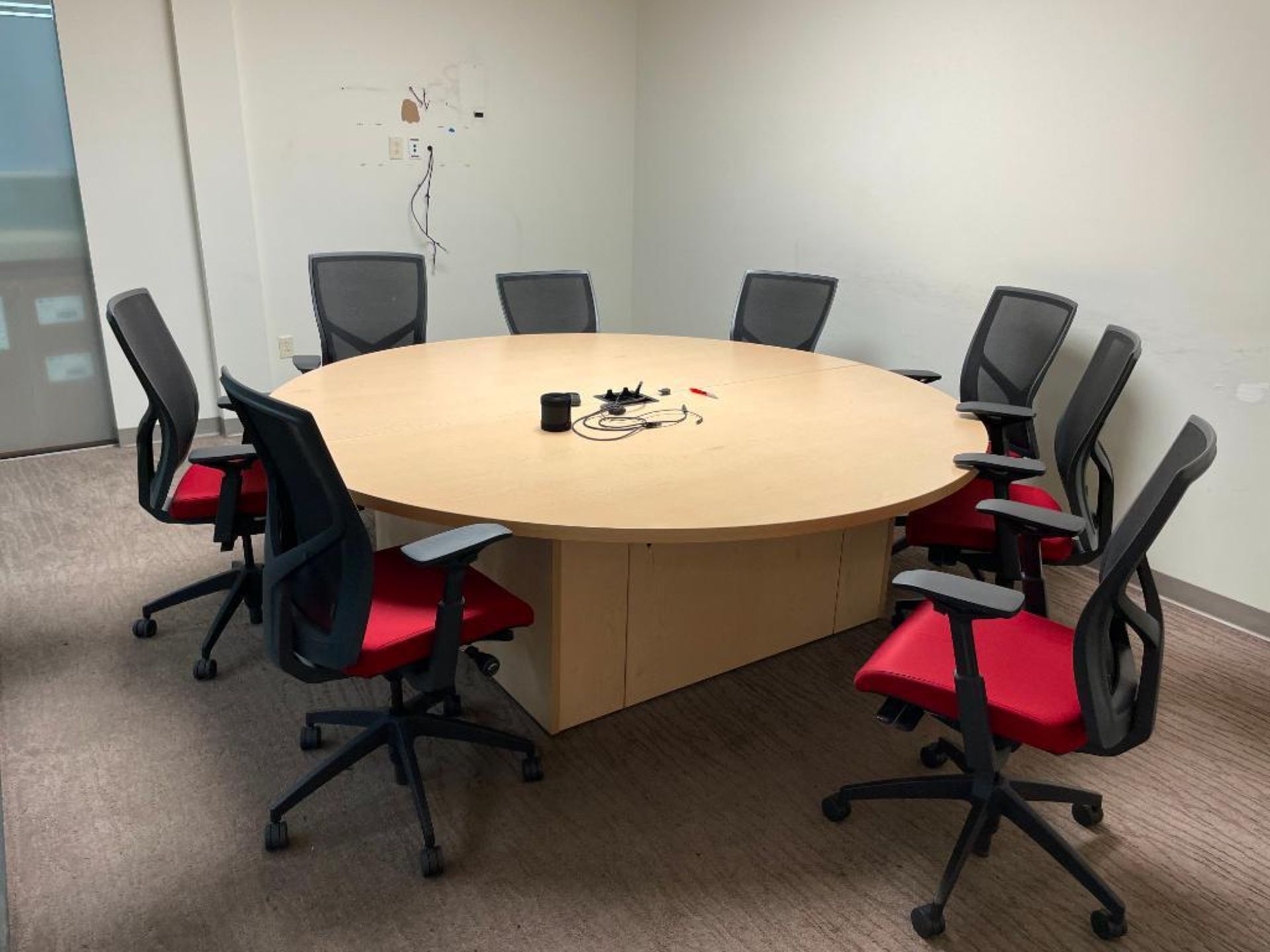 Circular Conference Table w/ (8) Office Chairs