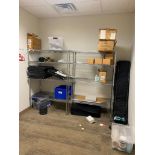 Content of Office Supply Closet; Shelving, Plastic Bins, & Frames