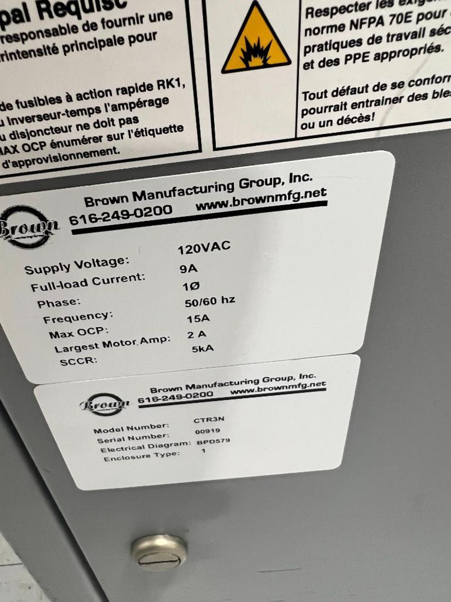 Brown Manufacturing Group Central Source Feed Unit, Model CTR3N, S/N 00919, Single Phase - Image 4 of 4