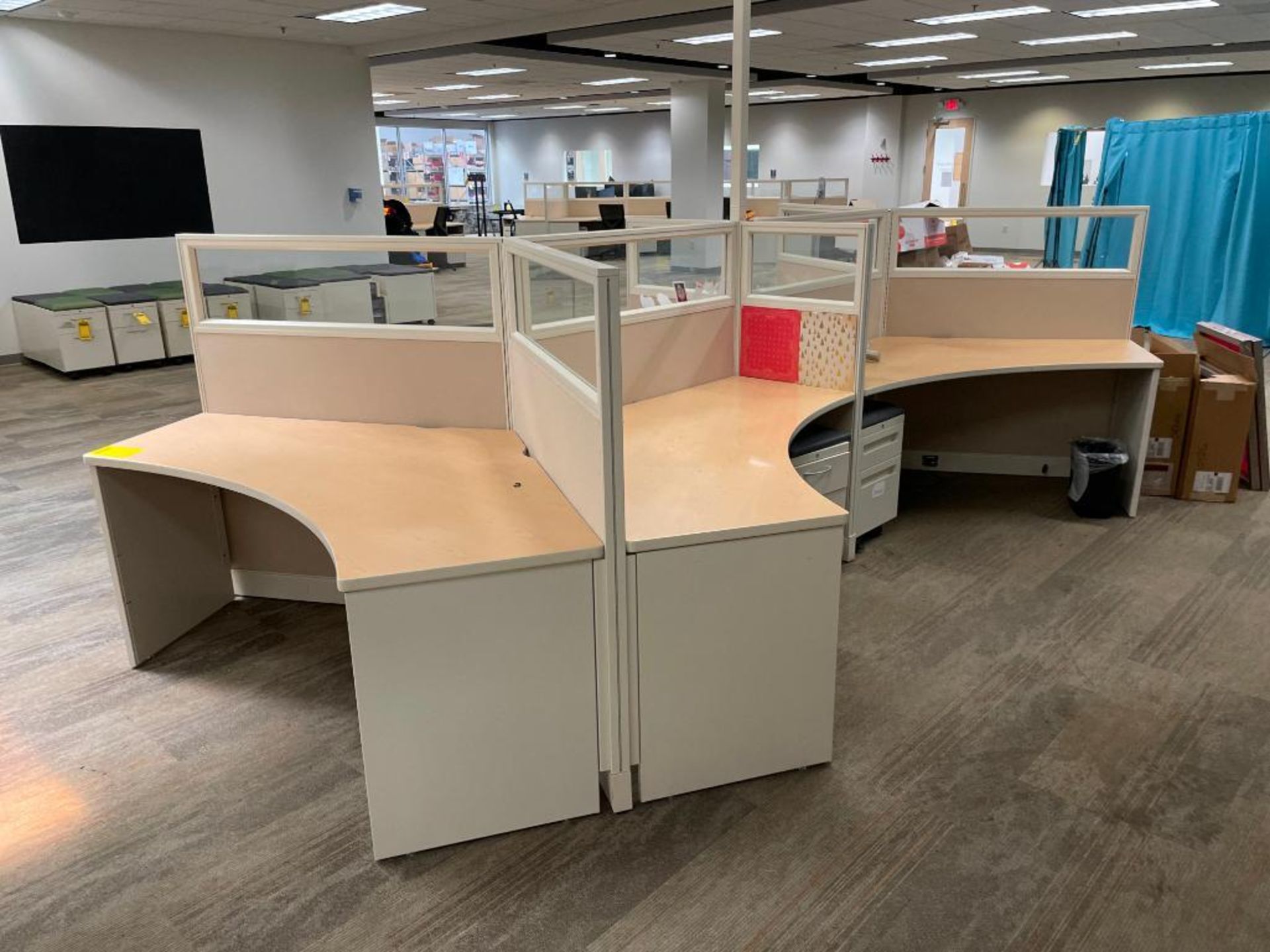 Multiple Person Desk w/ (2) Chairs & File Cabinets - Image 2 of 3