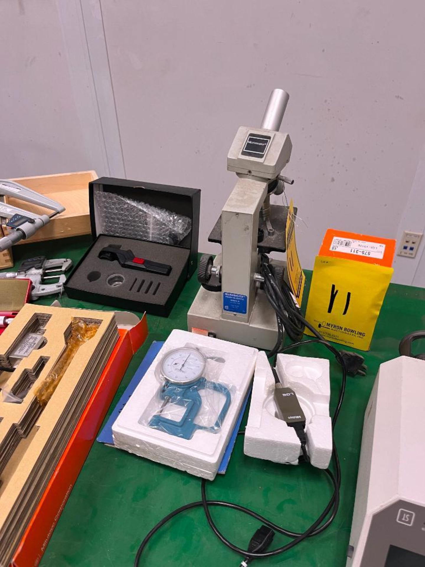 Assorted Precision Measurement Tools Incl. Manual & Digital Calipers, Diamond Milling Bits, Spindle